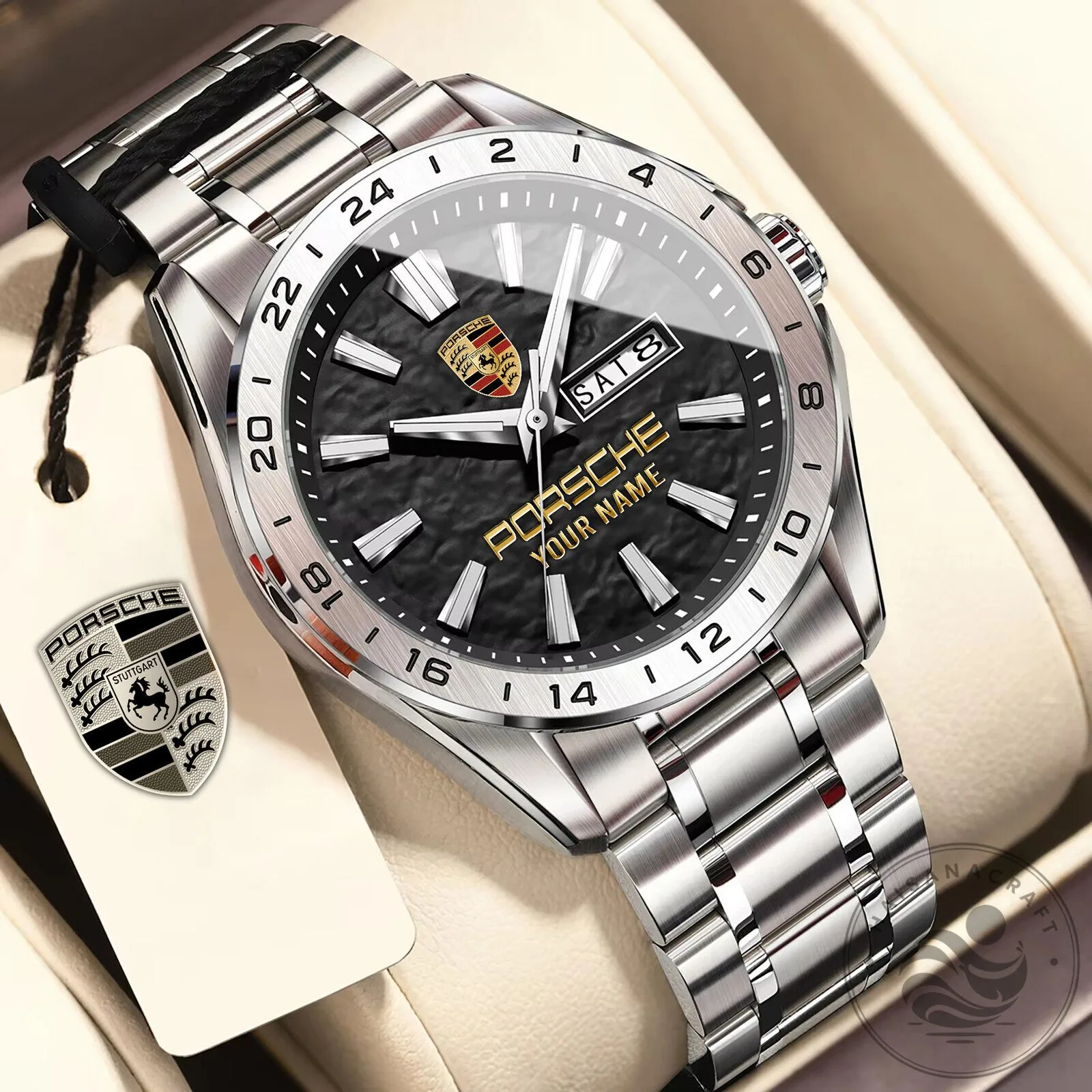 Porsche Custom Name Blue Dial Stainless Steel Men's Watch 15 Porsche Custom Name Blue Dial Stainless Steel Men