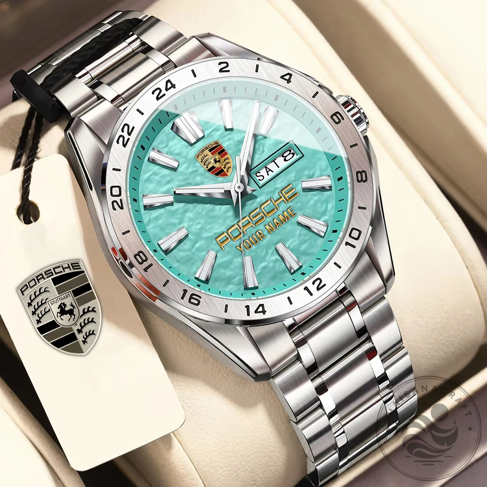 Porsche Custom Name Blue Dial Stainless Steel Men's Watch 16 Porsche Custom Name Blue Dial Stainless Steel Men
