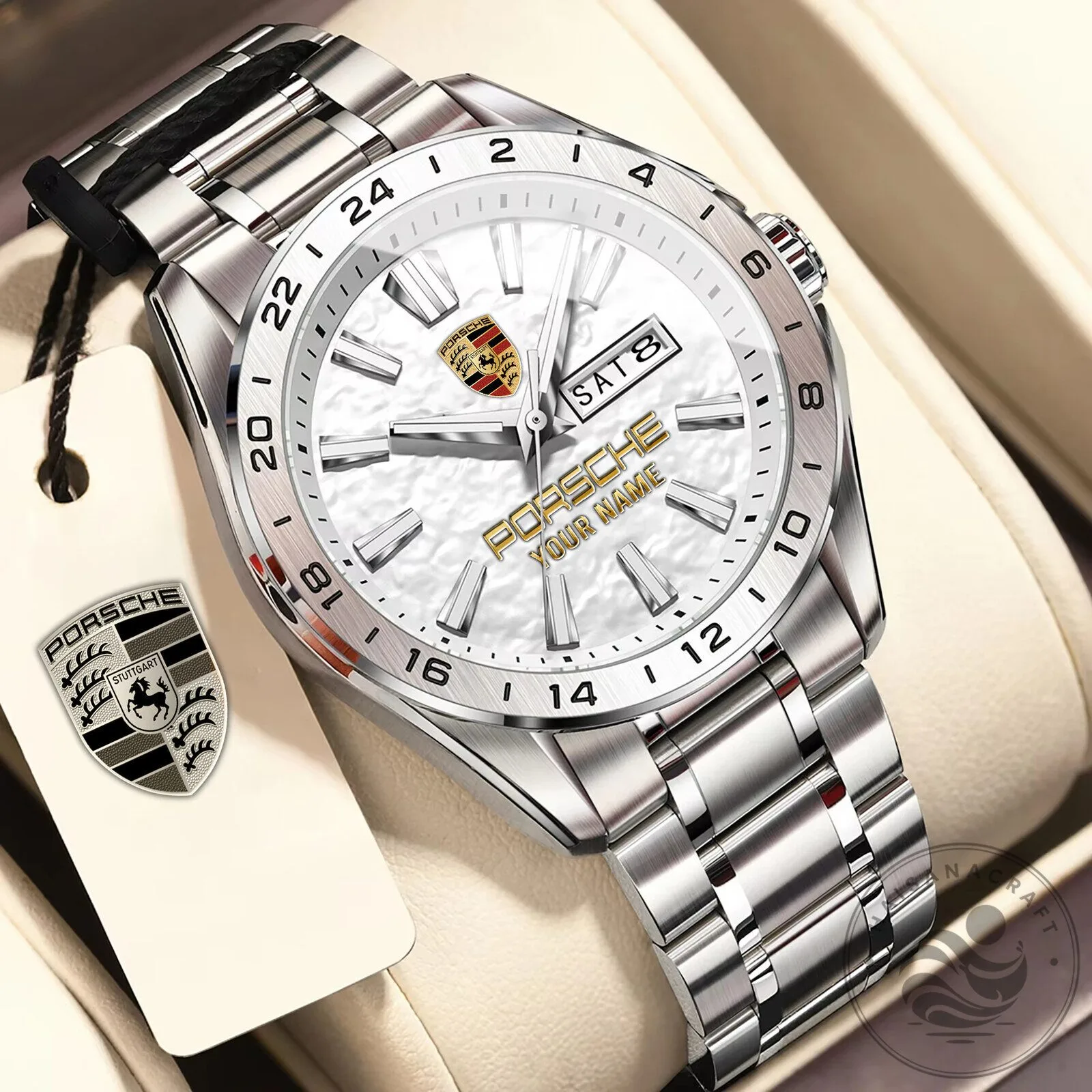 Porsche Custom Name Blue Dial Stainless Steel Men's Watch 17 Porsche Custom Name Blue Dial Stainless Steel Men