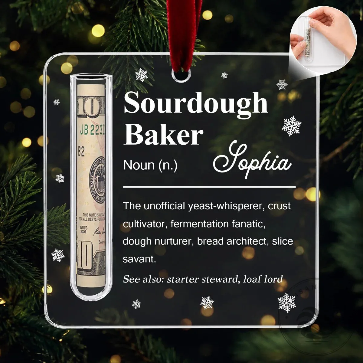 Personalized Sourdough Baker Definition Acrylic Christmas Money Holder Ornament 6 Personalized Sourdough Baker Definition Acrylic Christmas Money Holder Ornament