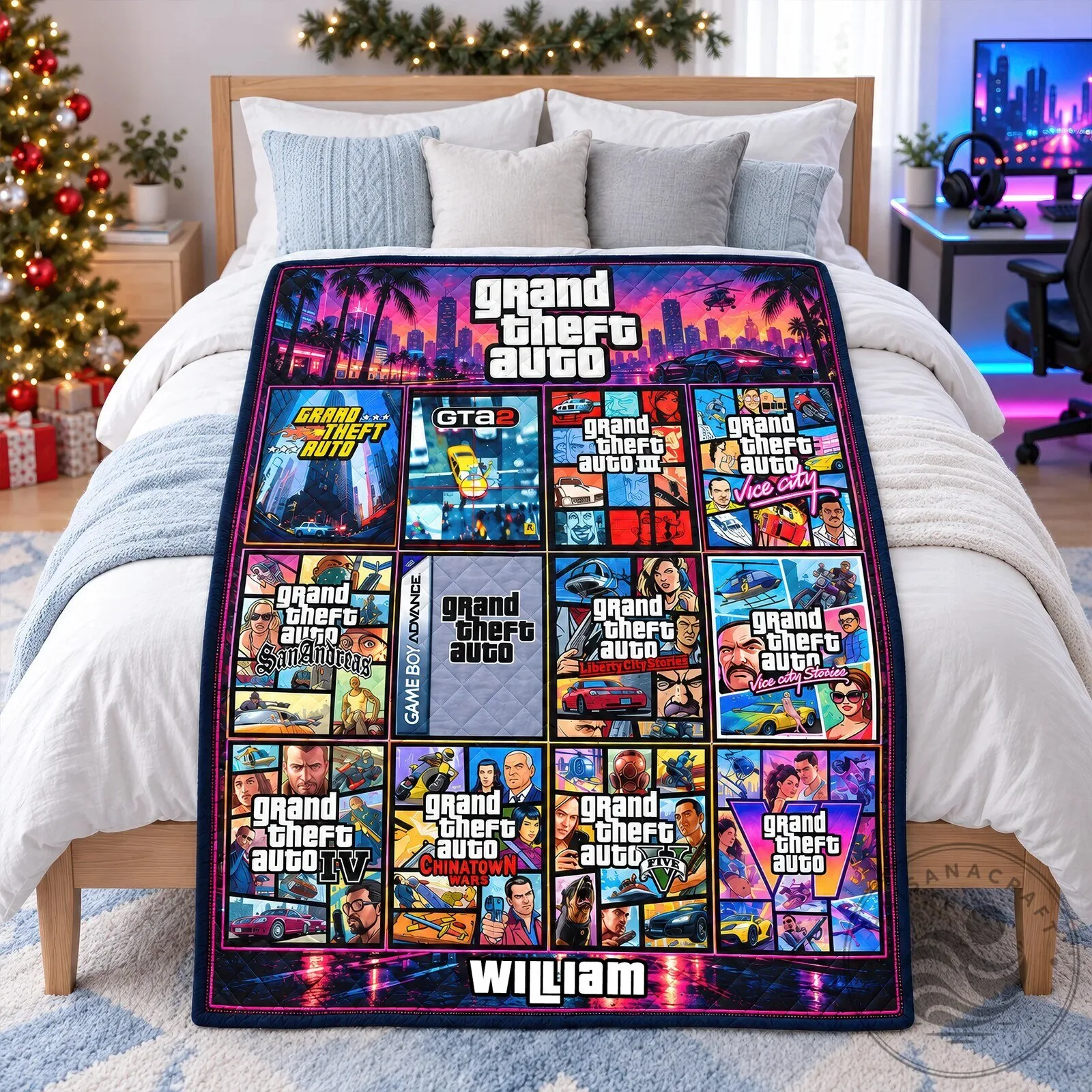 Grand Theft Auto Video Game Series Collage Blanket