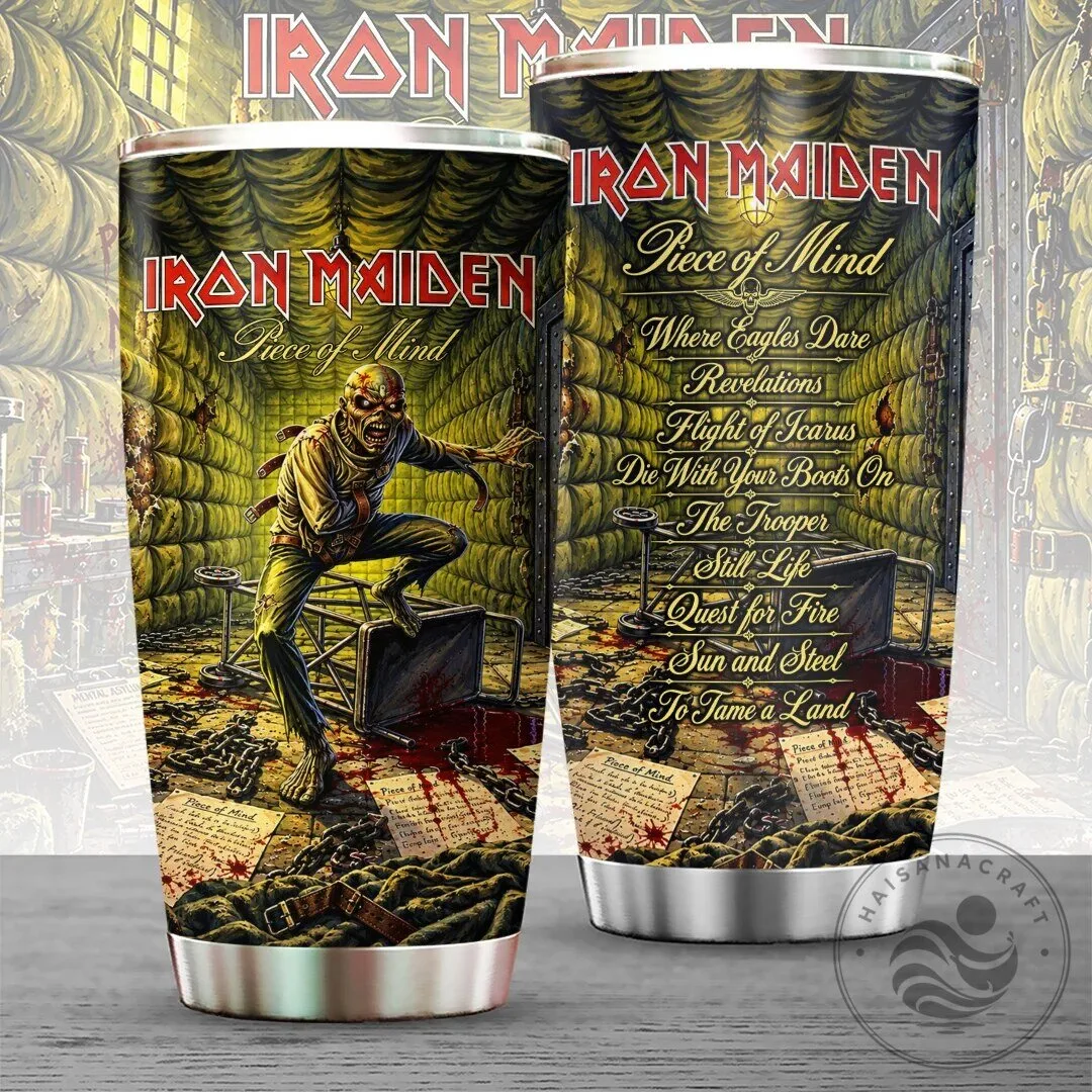Iron Maiden Piece of Mind Album Art Stainless Steel Insulated Tumbler