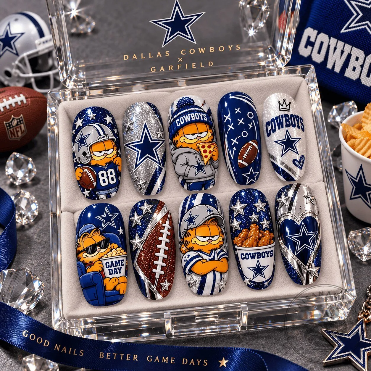 Dallas Cowboys Football Garfield Game Day Press-On Nails Set