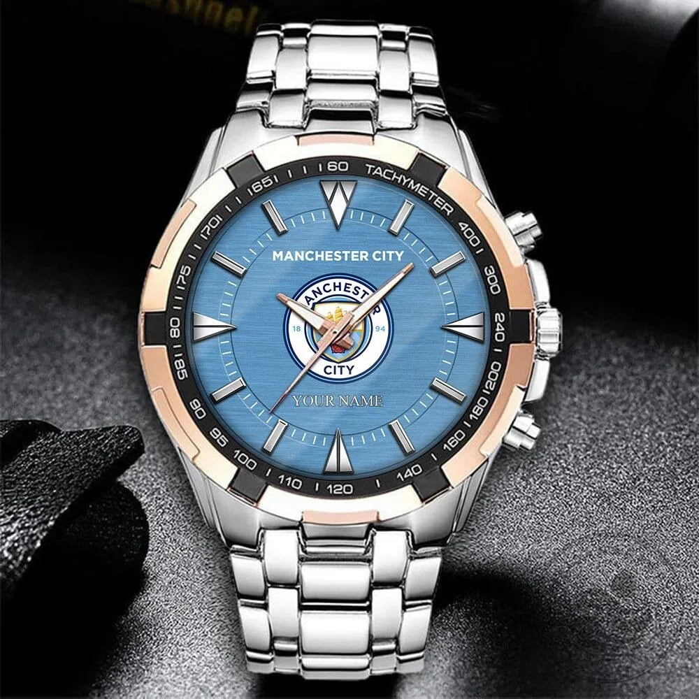 Manchester City Football Club Personalized Name Quartz Watch for Men