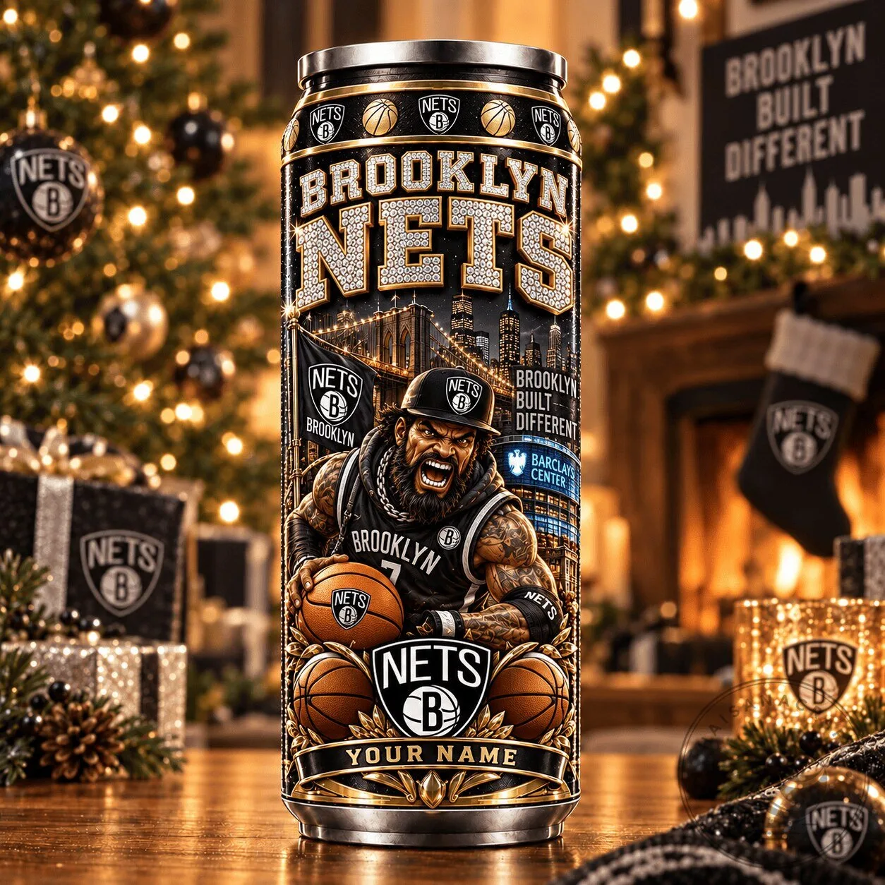 Brooklyn Nets Basketball Team Personalized Stainless Steel Can Tumbler