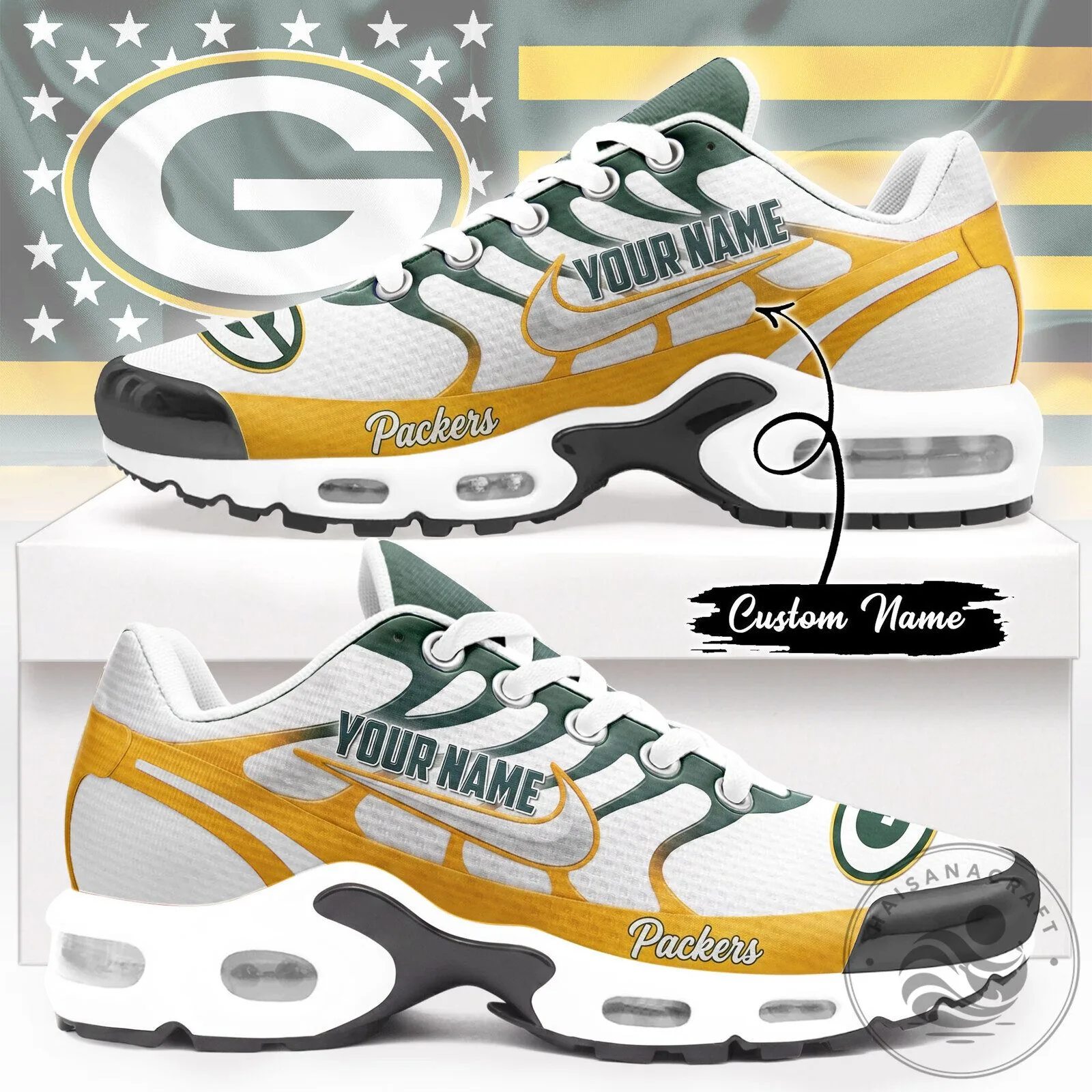 Green Bay Packers Custom Name Air Max Shoes
