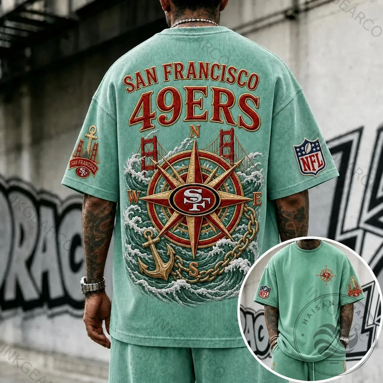 San Francisco 49ers Compass Anchor Waves Graphic T-Shirt