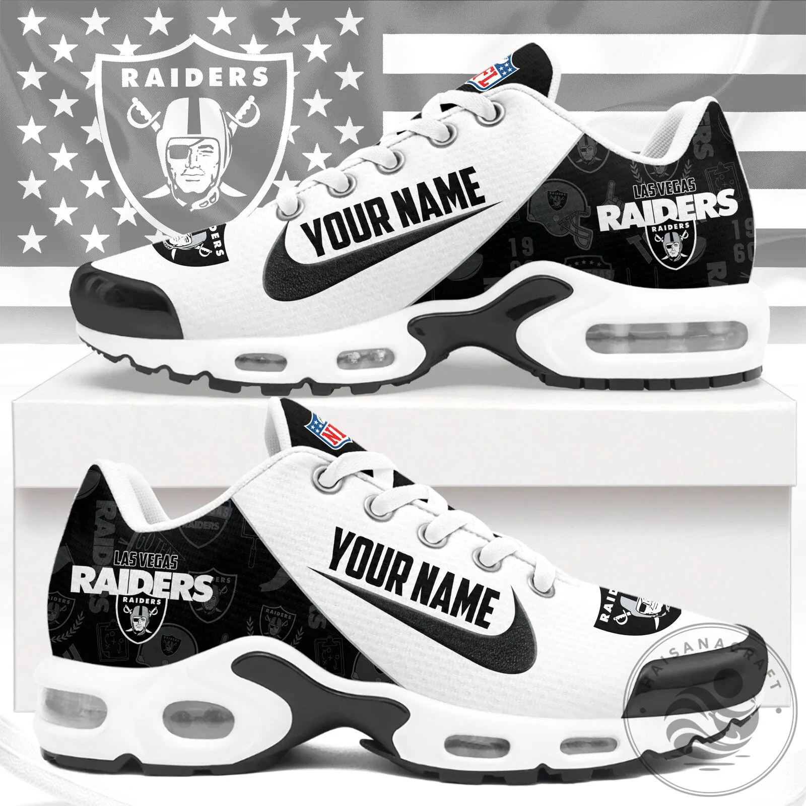 Las Vegas Raiders NFL Custom Name Running Shoes