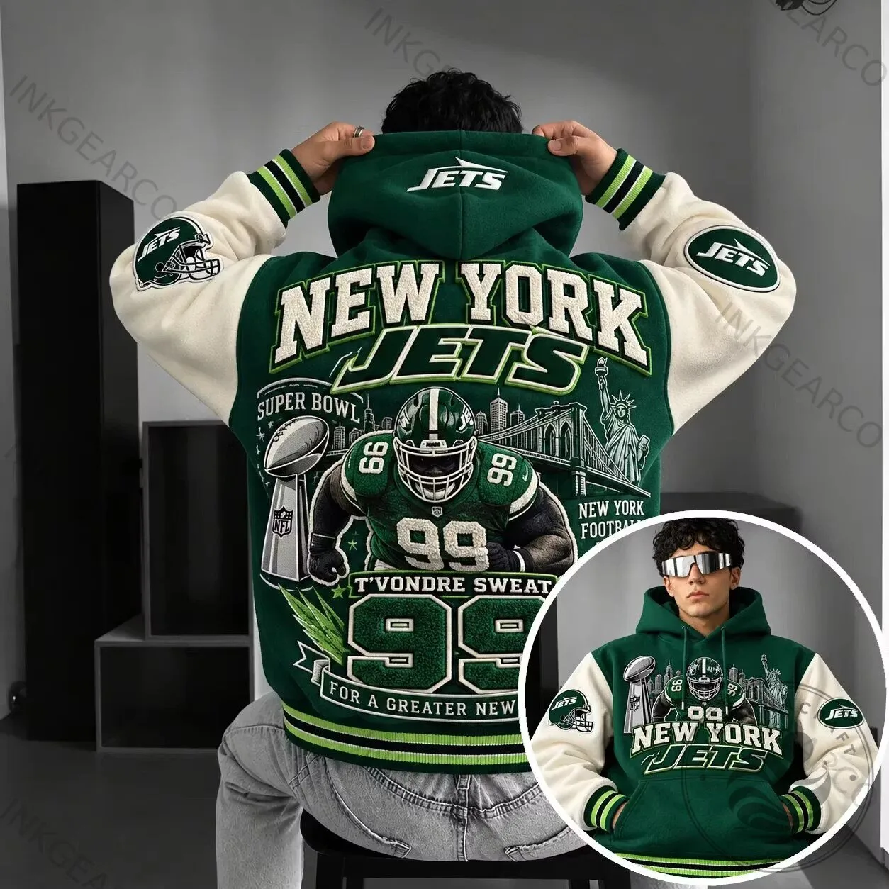 New York Jets Football Team Varsity Hoodie