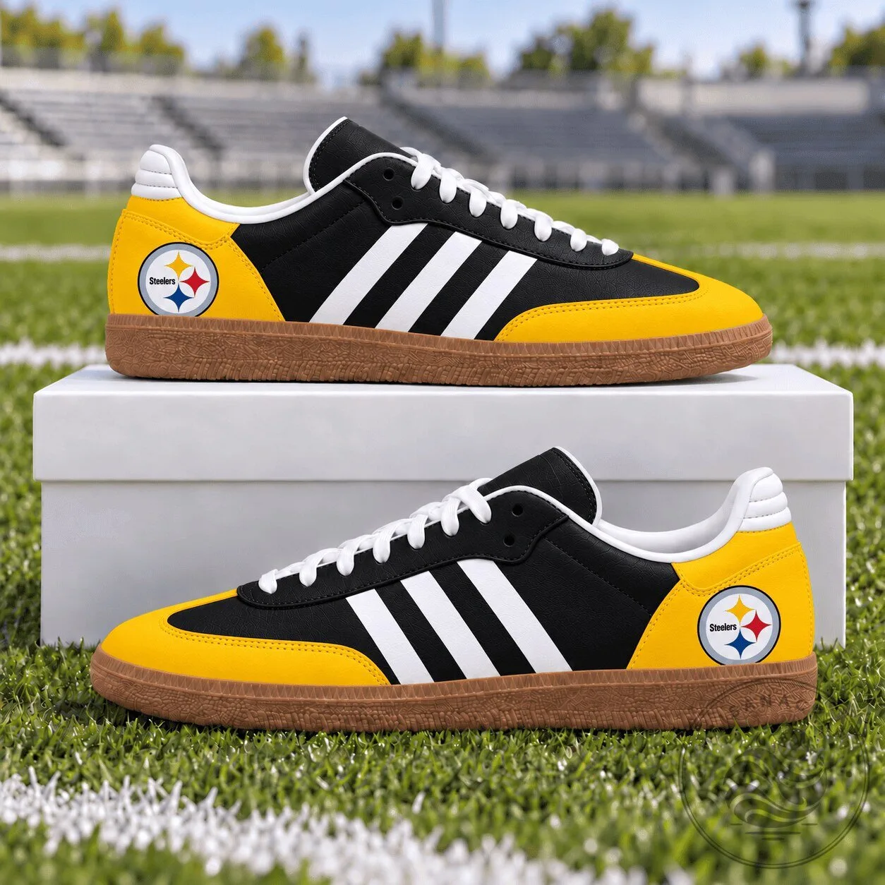 Pittsburgh Steelers Black and Yellow Team Logo Samba Style Shoes