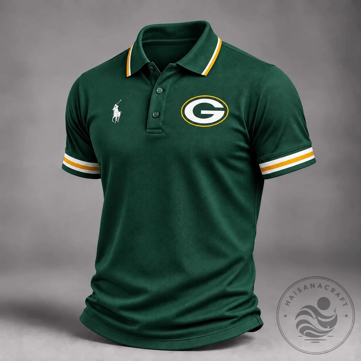 Green Bay Packers National Football League Striped Collar Polo Shirt