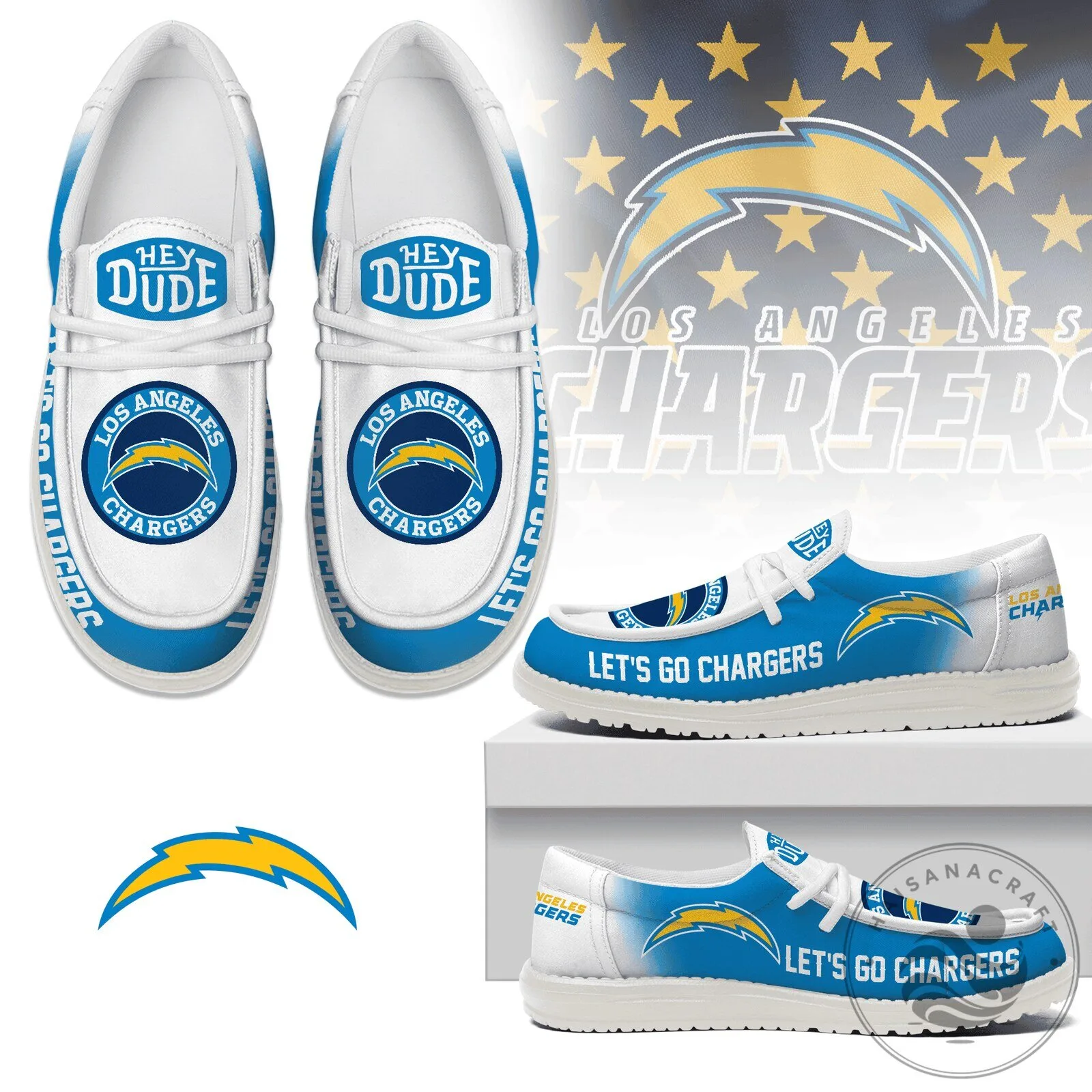 Los Angeles Chargers Hey Dude Style Loafer Shoes for Men and Women