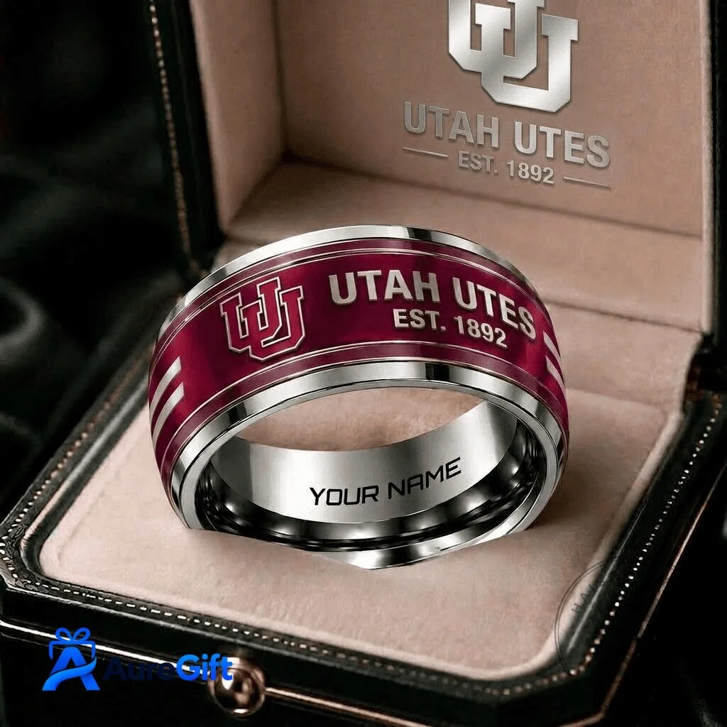 Utah Utes NCAA Personalized Engraved Stainless Steel Ring