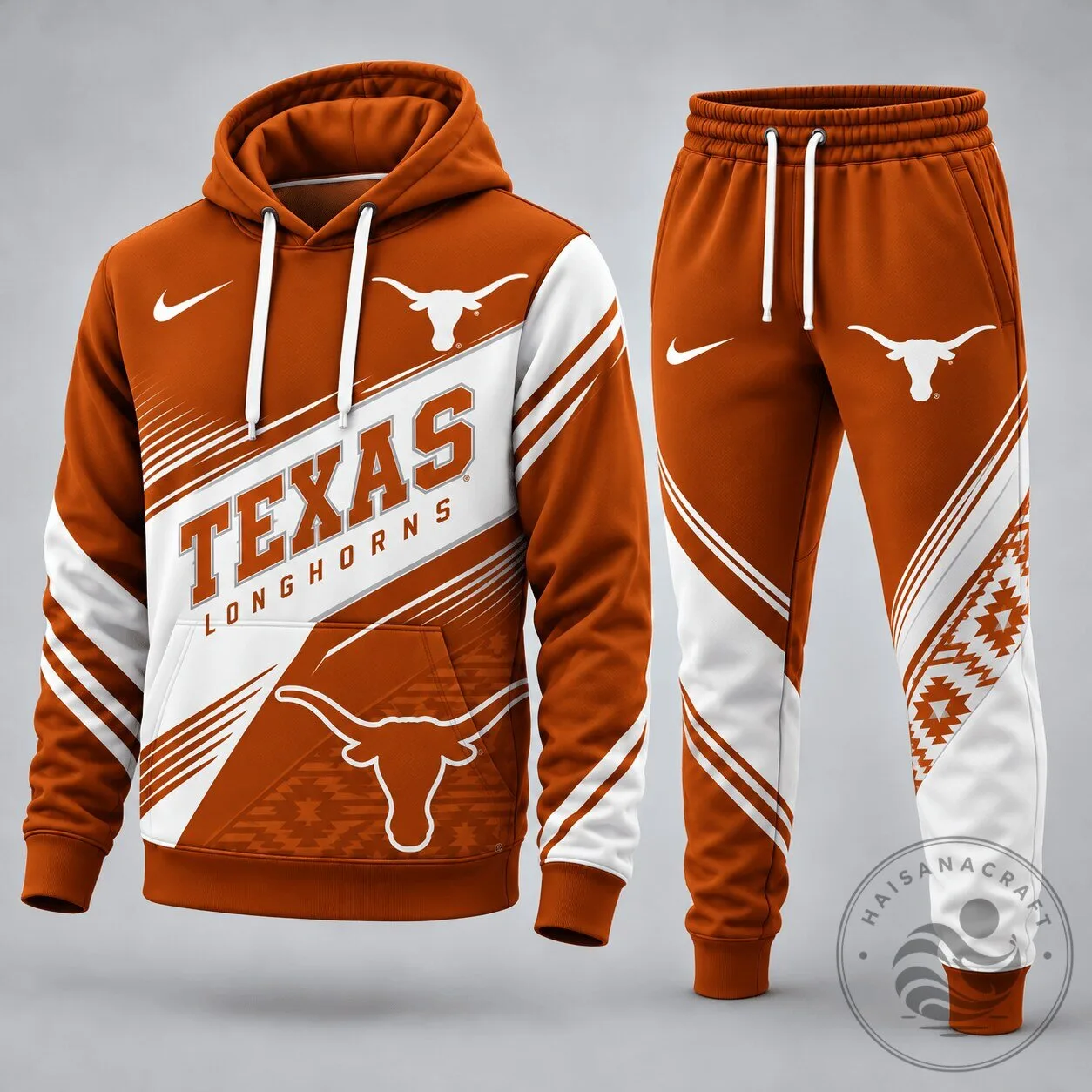 Texas Longhorns NCAA Team Logo Orange and White Athletic Hoodie