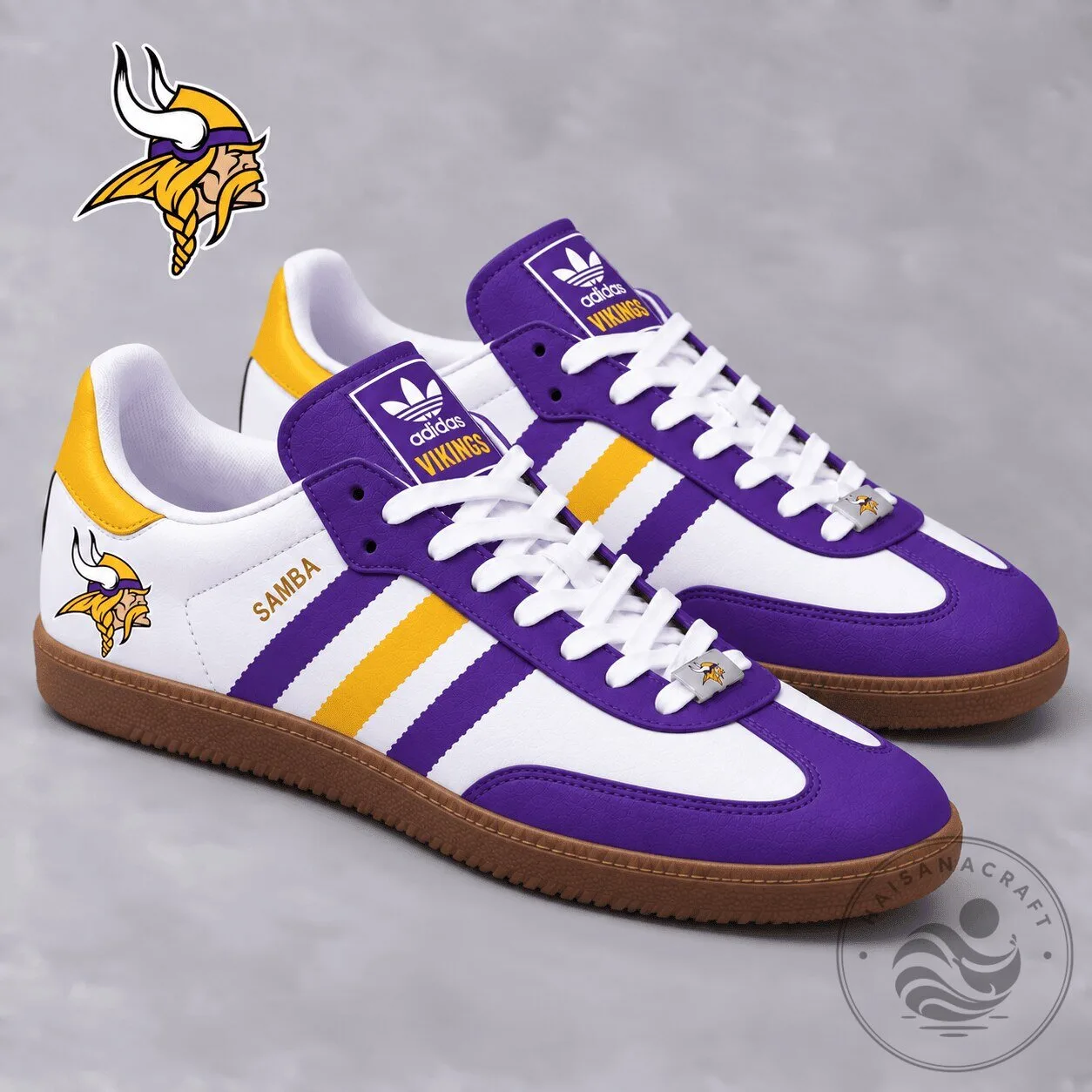 Minnesota Vikings NFL Football Team Purple and Gold Samba Shoes