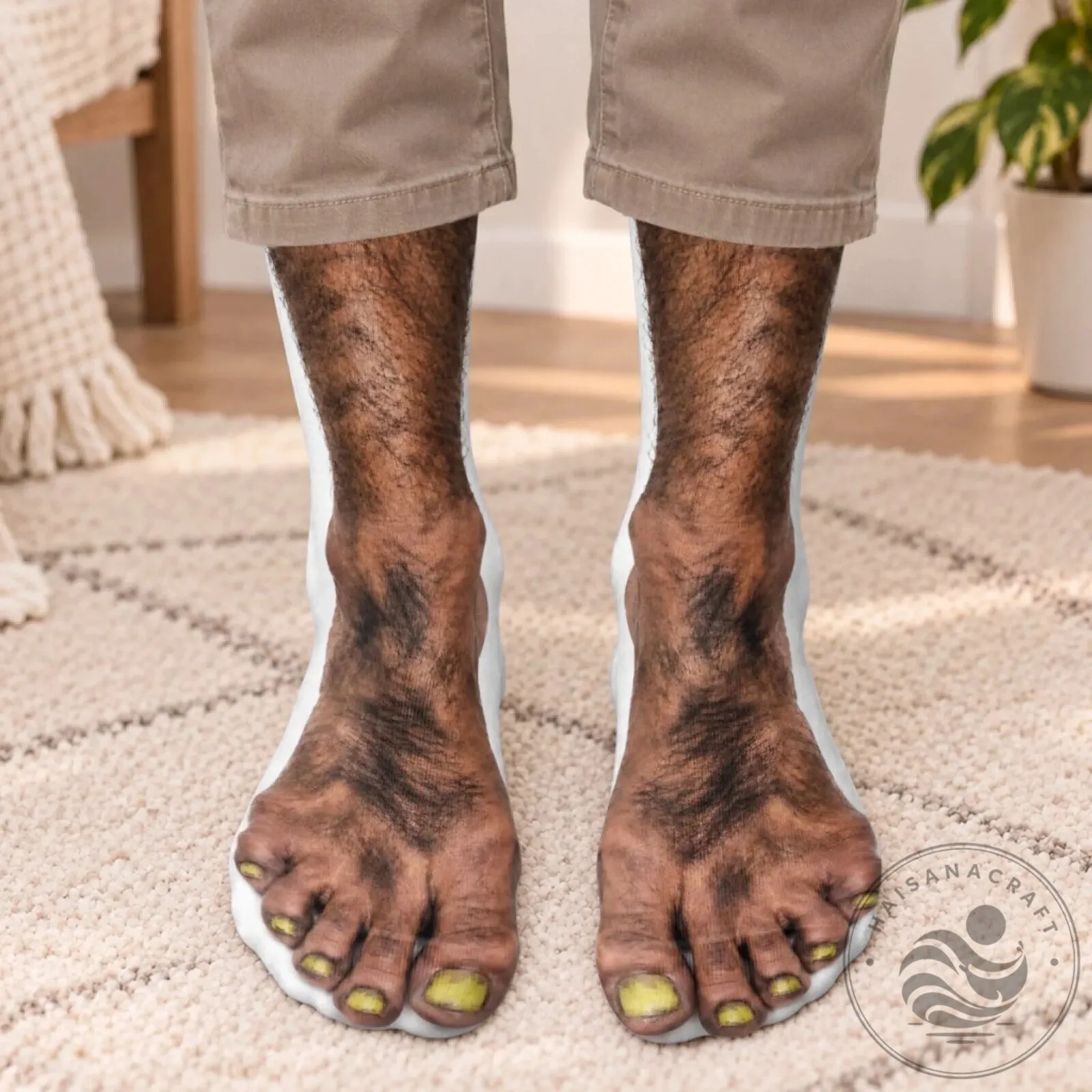 Funny Bare Feet Prank Socks for Men and Women, Novelty Hairy Feet Socks