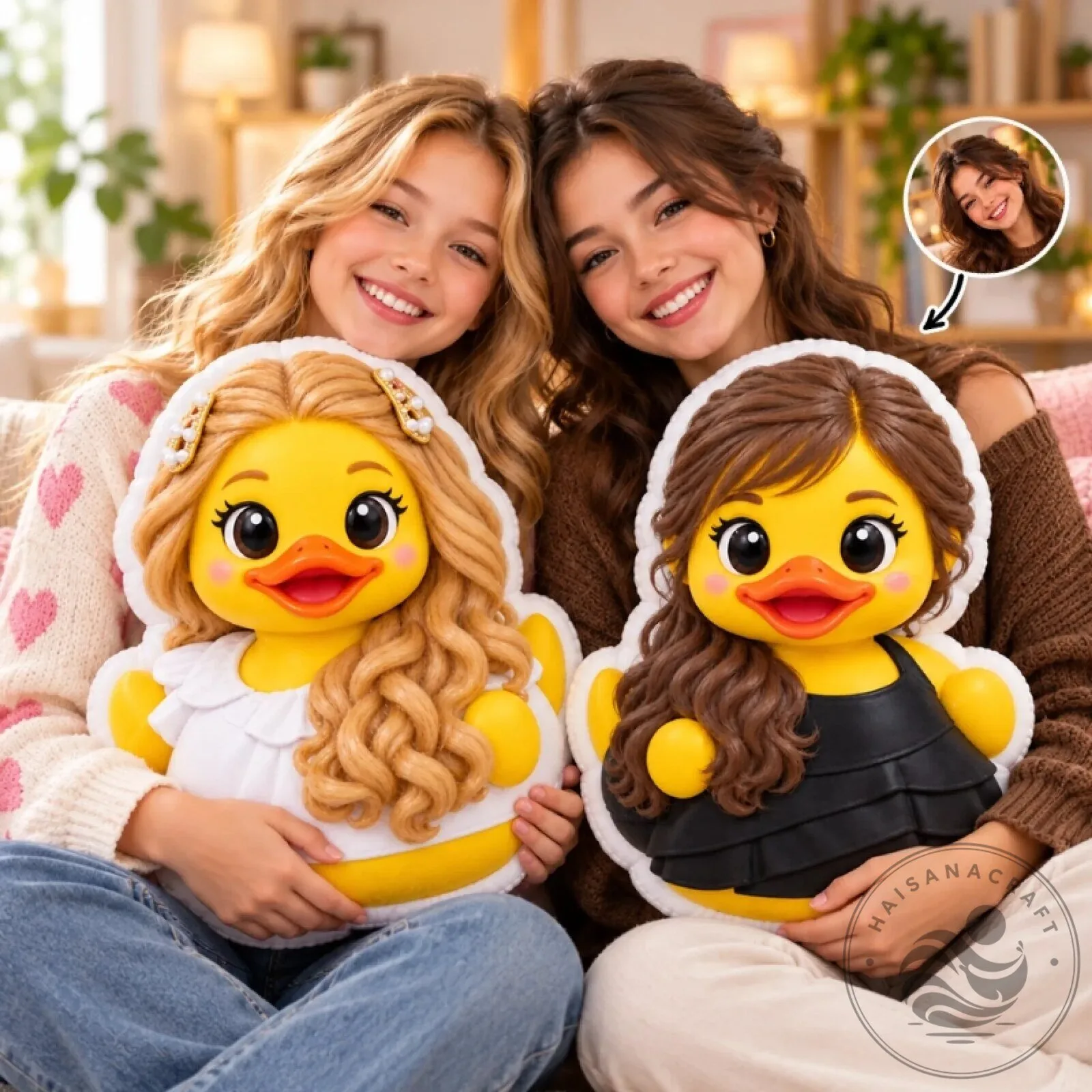 Personalized Rubber Duck Best Friend Photo Shaped Pillow