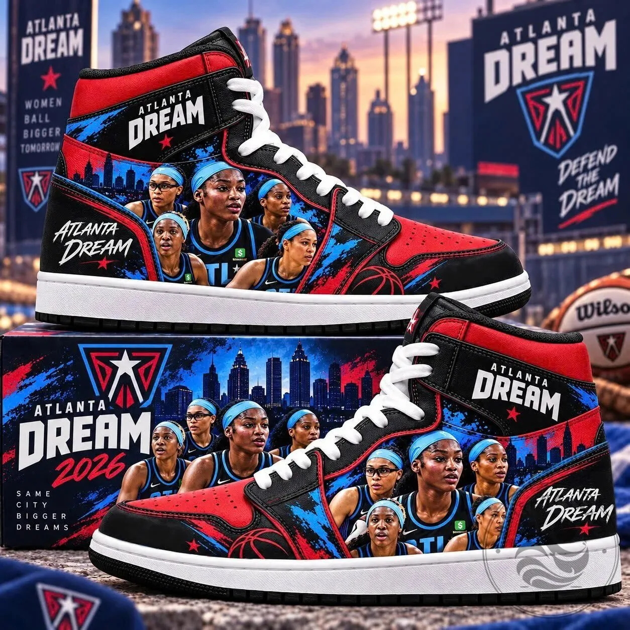 Atlanta Dream WNBA Basketball Team High Top Sneakers