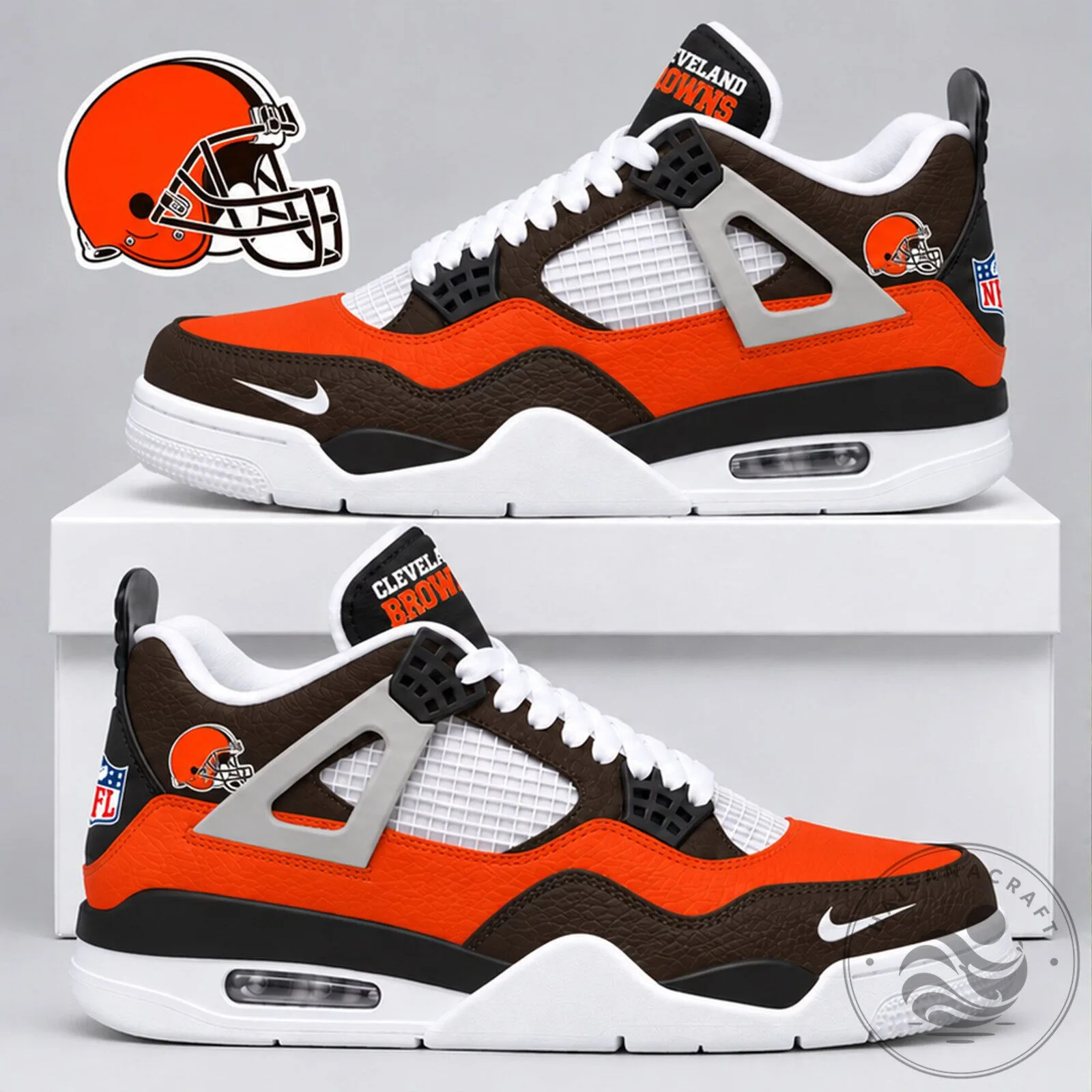 Cleveland Browns Team Colors Custom Design Air Jordan Style Shoes