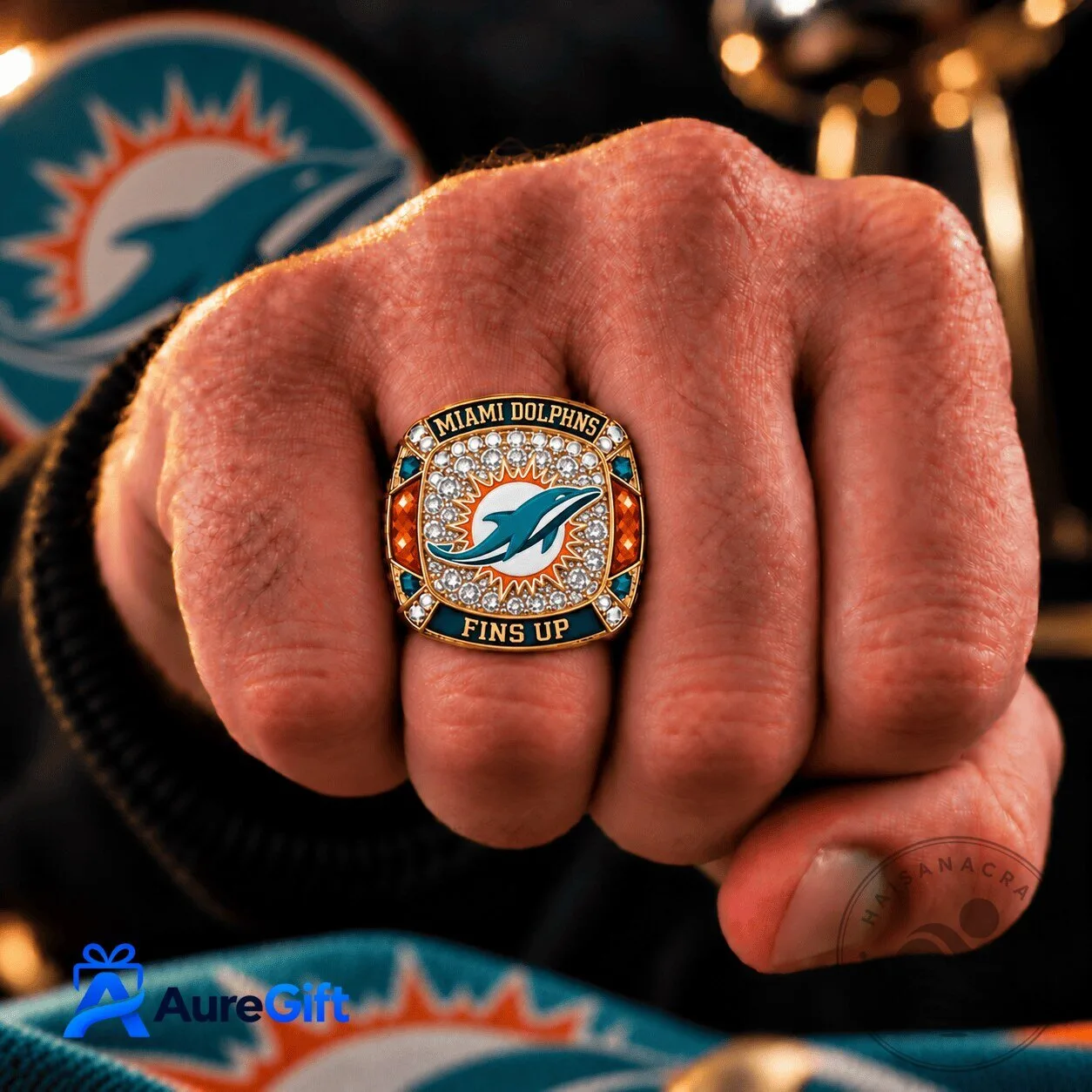 Miami Dolphins NFL Football Team Logo Personalized Championship Ring