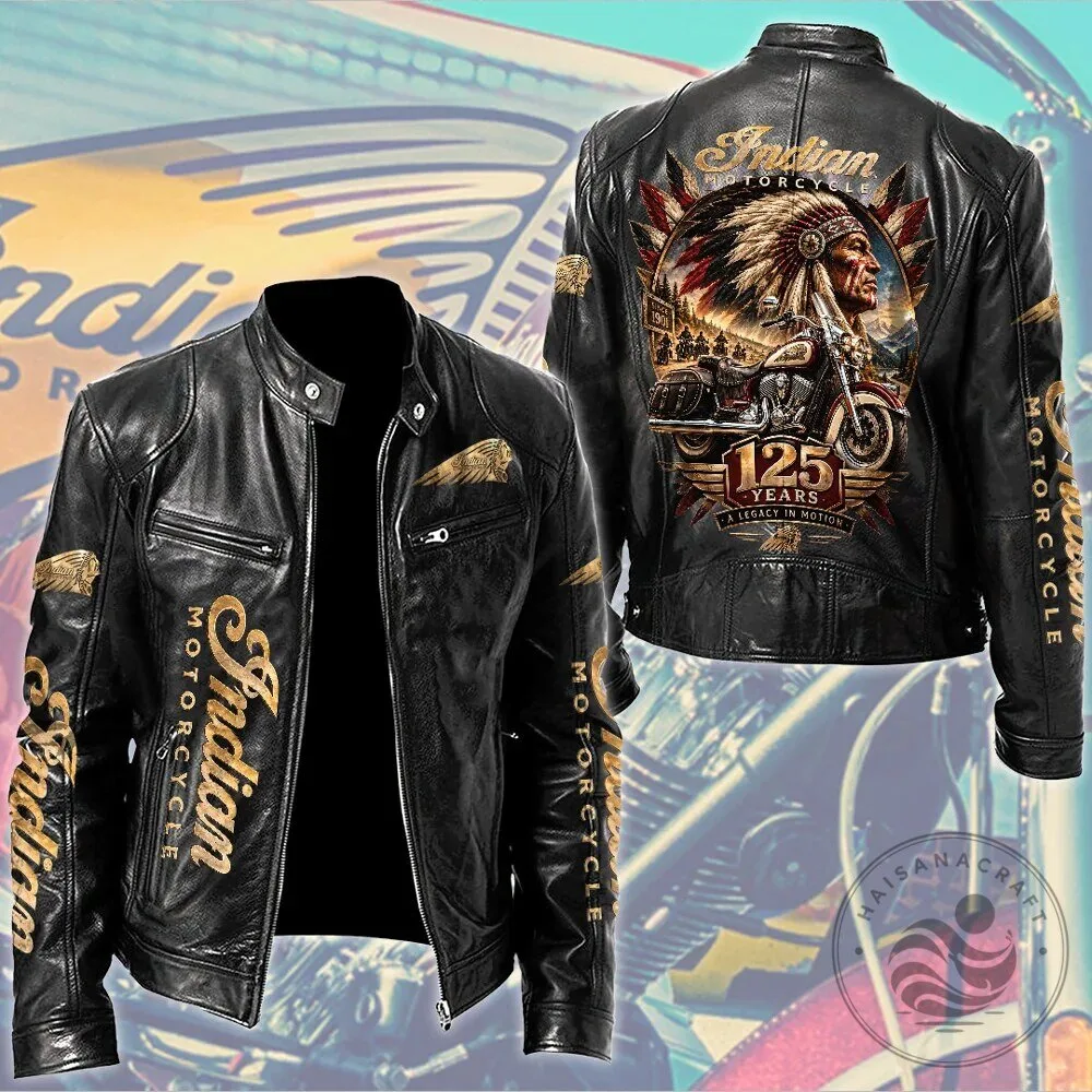 125th Anniversary Leather Jacket - Indian Motorcycle Legacy In Motion