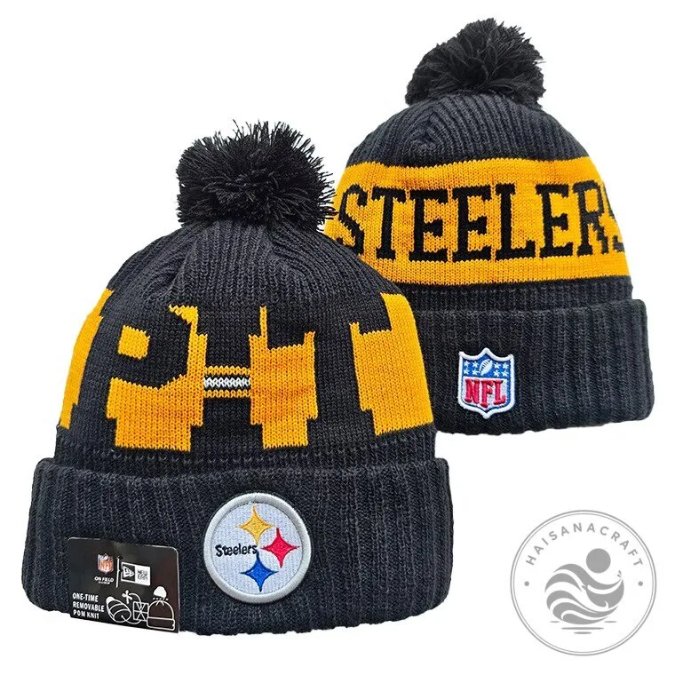 Pittsburgh Steelers Black and Gold Knit Winter Pom Beanie Hat