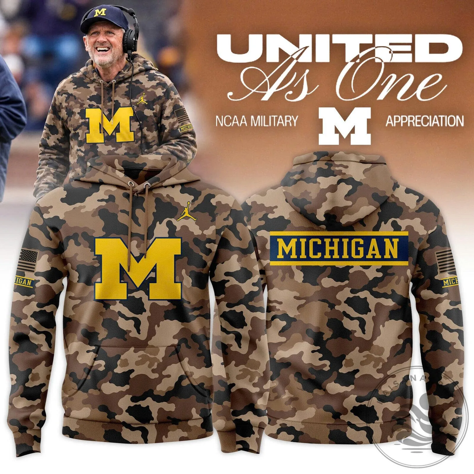 NCAA Camouflage Hoodie for Military Appreciation - Michigan Wolverines