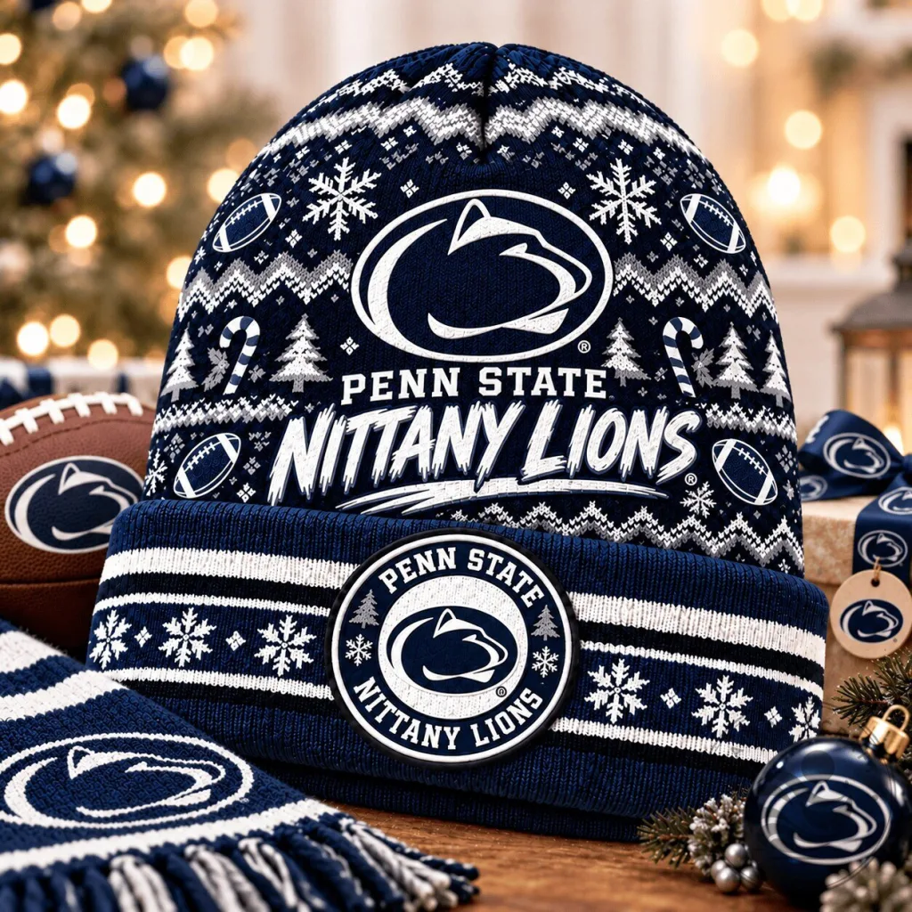 Penn State Nittany Lions Ugly Christmas Sweater Pattern Beanie Hat Penn State Nittany Lions Ugly Christmas Sweater Pattern Beanie Hat