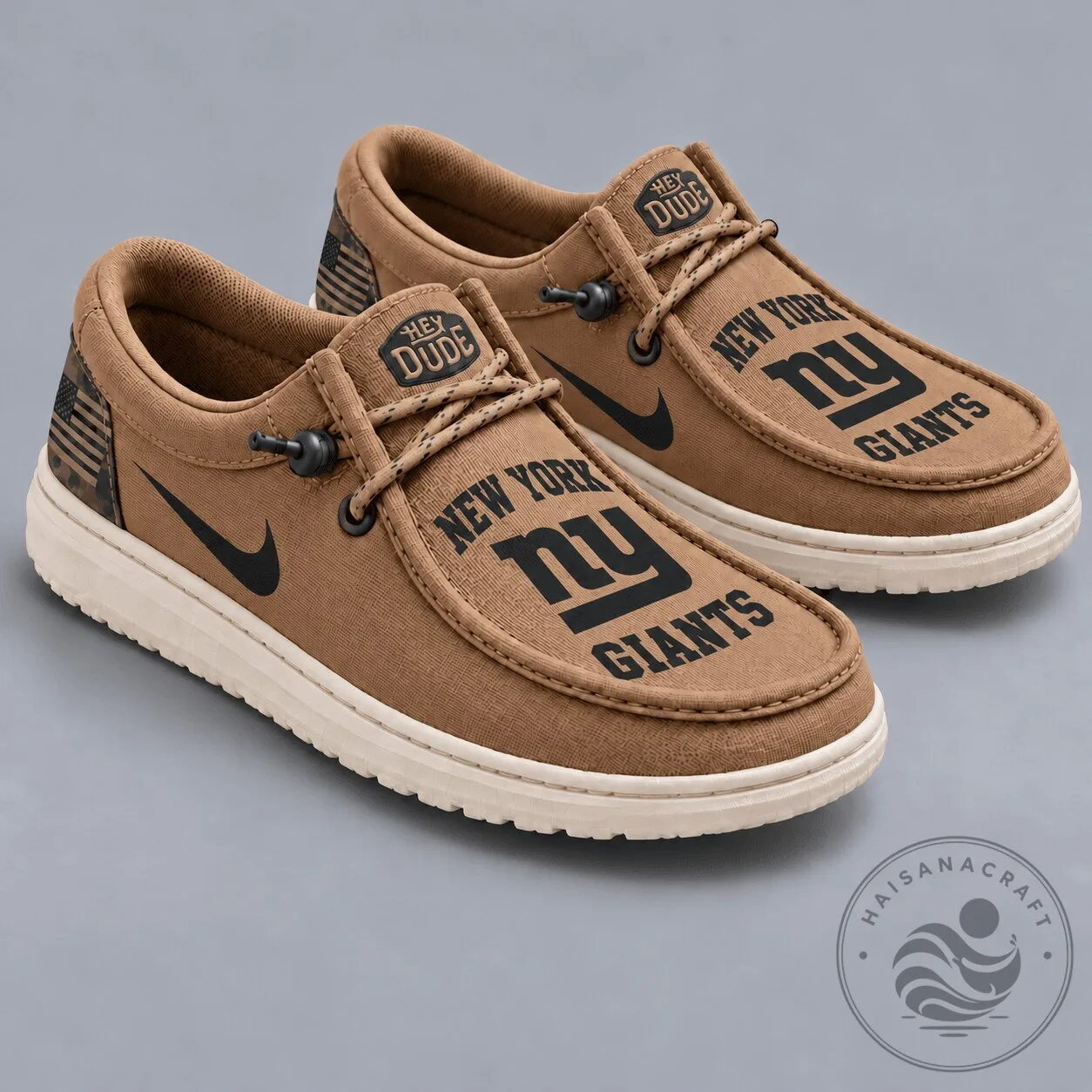 New York Giants NFL Football Team Logo Brown Loafer Shoes