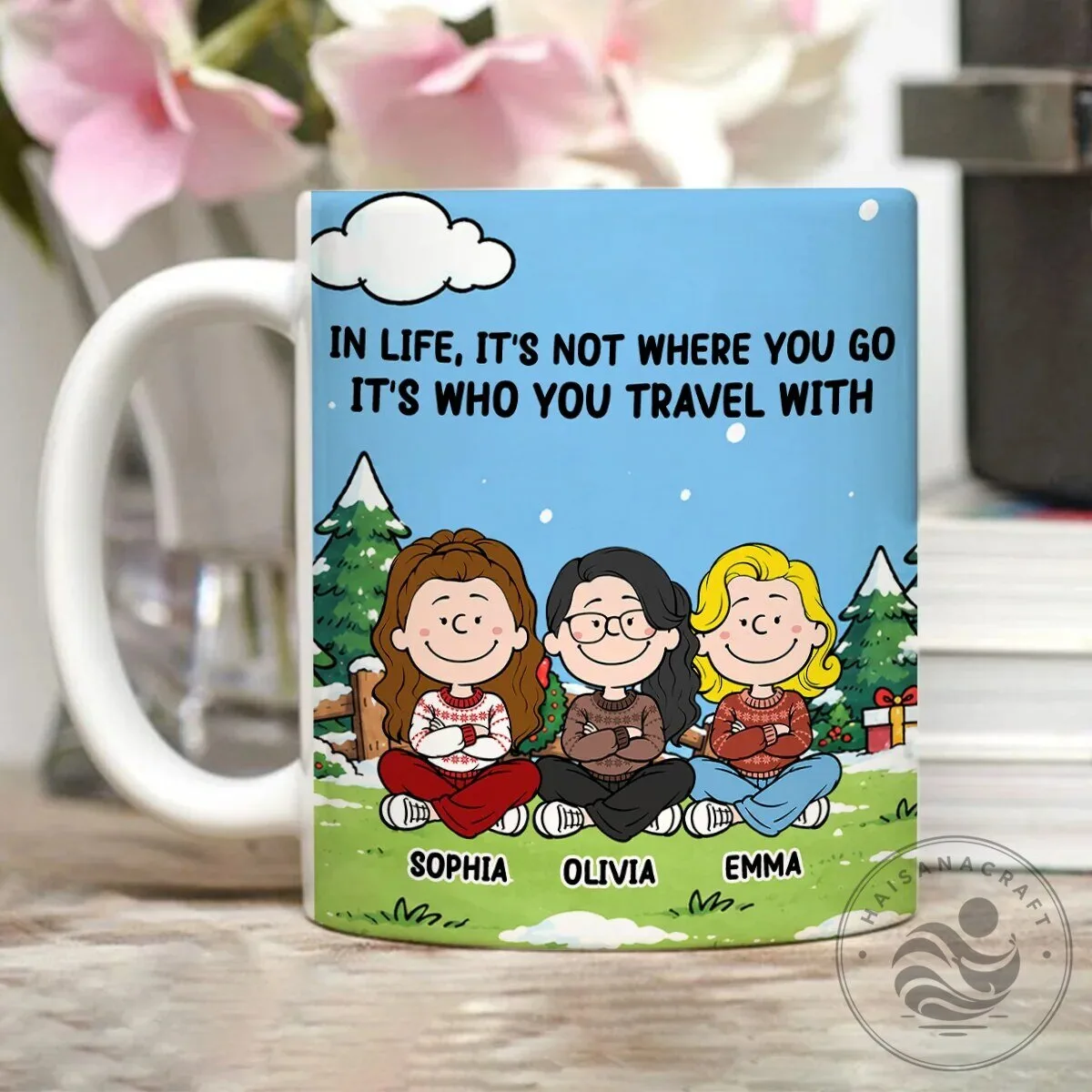 Personalized Friends Travel Quote Coffee Mug with Custom Names 12 Personalized Friends Travel Quote Coffee Mug with Custom Names