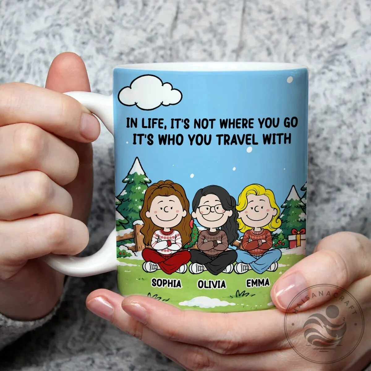 Personalized Friends Travel Quote Coffee Mug with Custom Names 13 Personalized Friends Travel Quote Coffee Mug with Custom Names