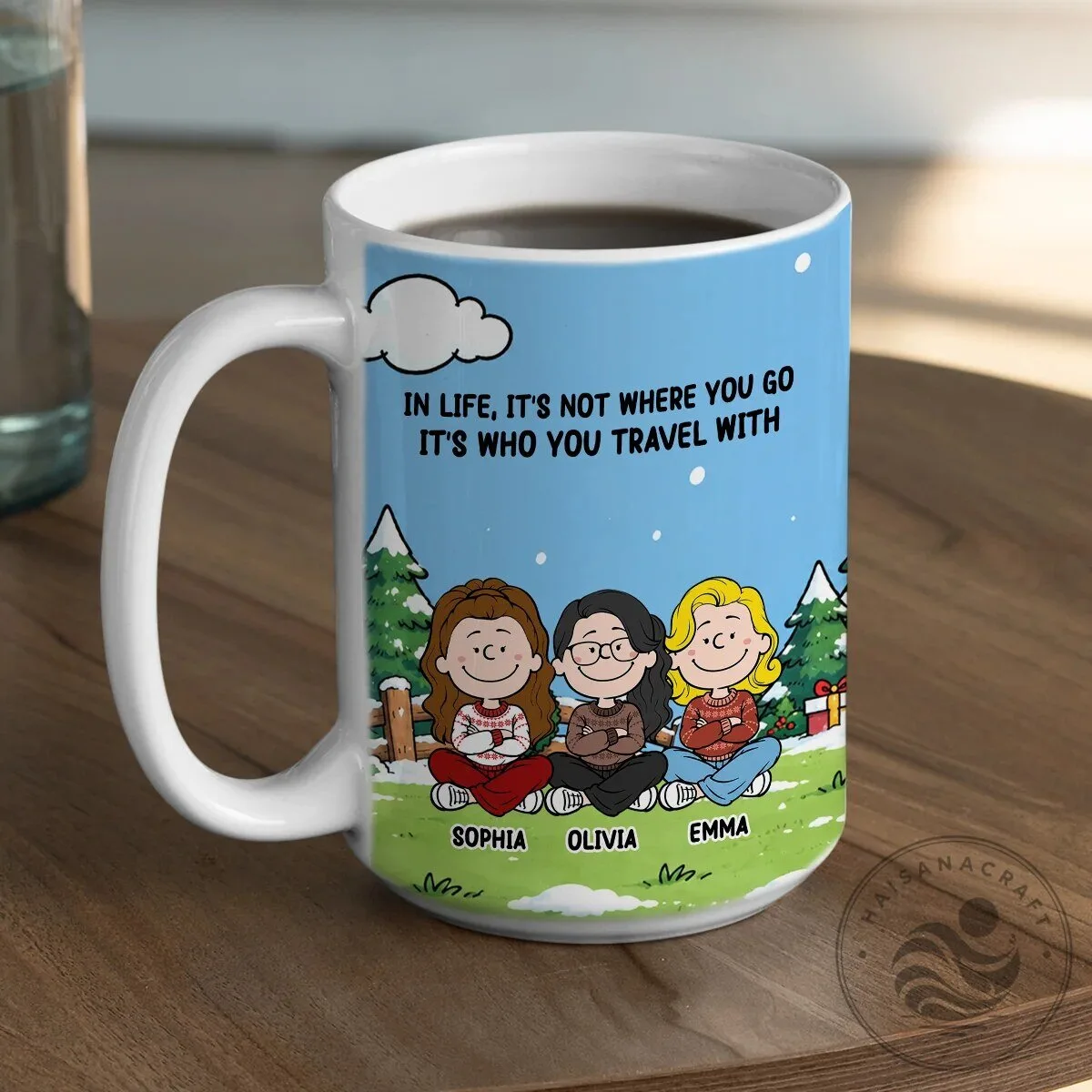 Personalized Friends Travel Quote Coffee Mug with Custom Names 14 Personalized Friends Travel Quote Coffee Mug with Custom Names