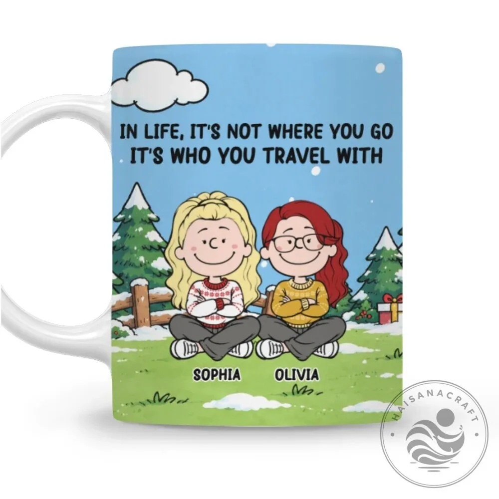 Personalized Friends Travel Quote Coffee Mug with Custom Names 18 Personalized Friends Travel Quote Coffee Mug with Custom Names