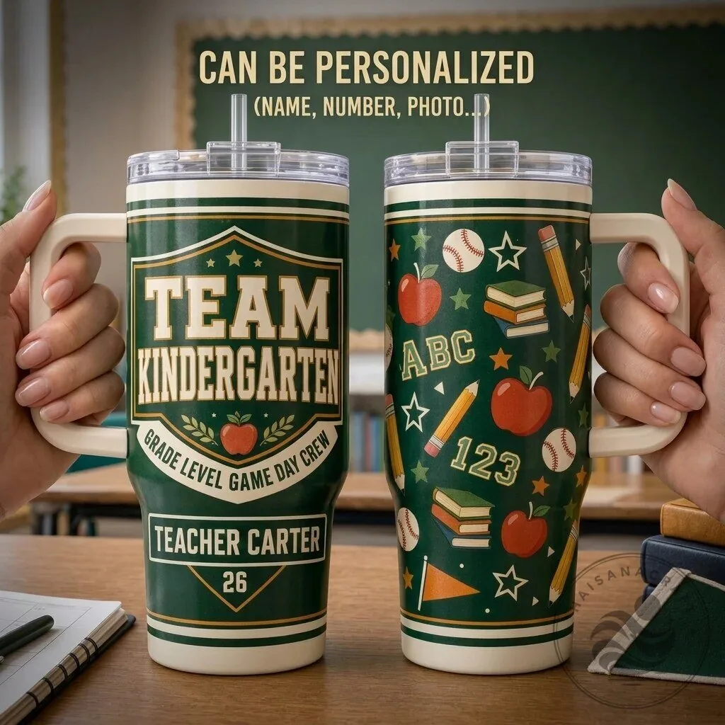 Team Kindergarten Teacher Personalized 40oz Tumbler with Handle