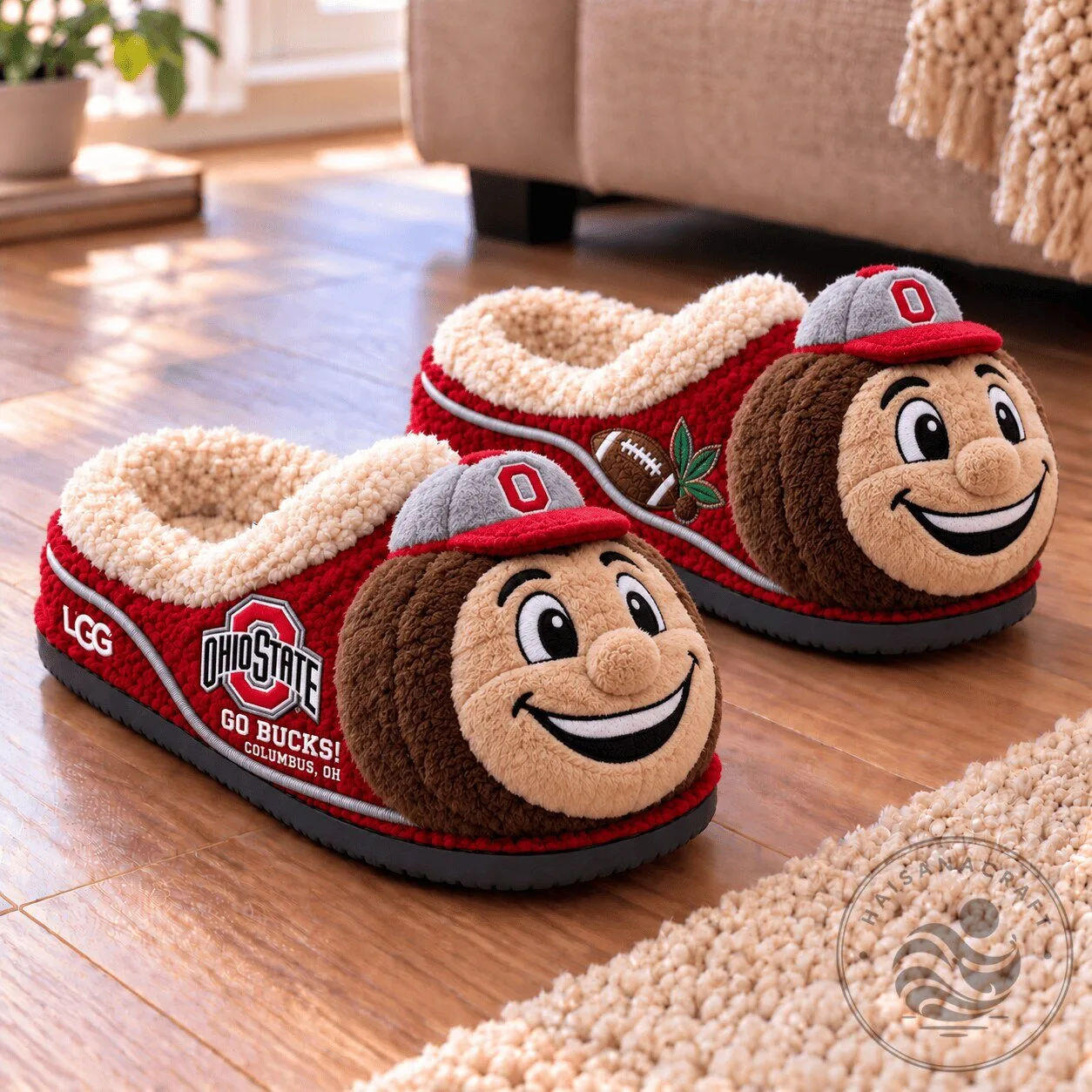 Ohio State Buckeyes Brutus Buckeye Character Slippers 2 Ohio State Buckeyes Brutus Buckeye Character Slippers