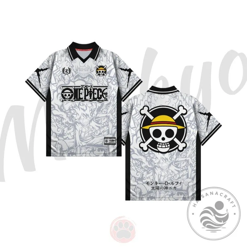 One Piece Monkey D. Luffy Skull Emblem Anime Manga Football Jersey 9 One Piece Monkey D. Luffy Skull Emblem Anime Manga Football Jersey