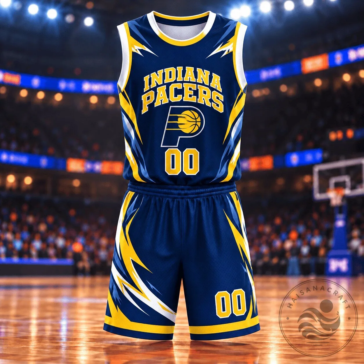 Indiana Pacers NBA Basketball Team Navy Blue and Yellow Personalized Jersey
