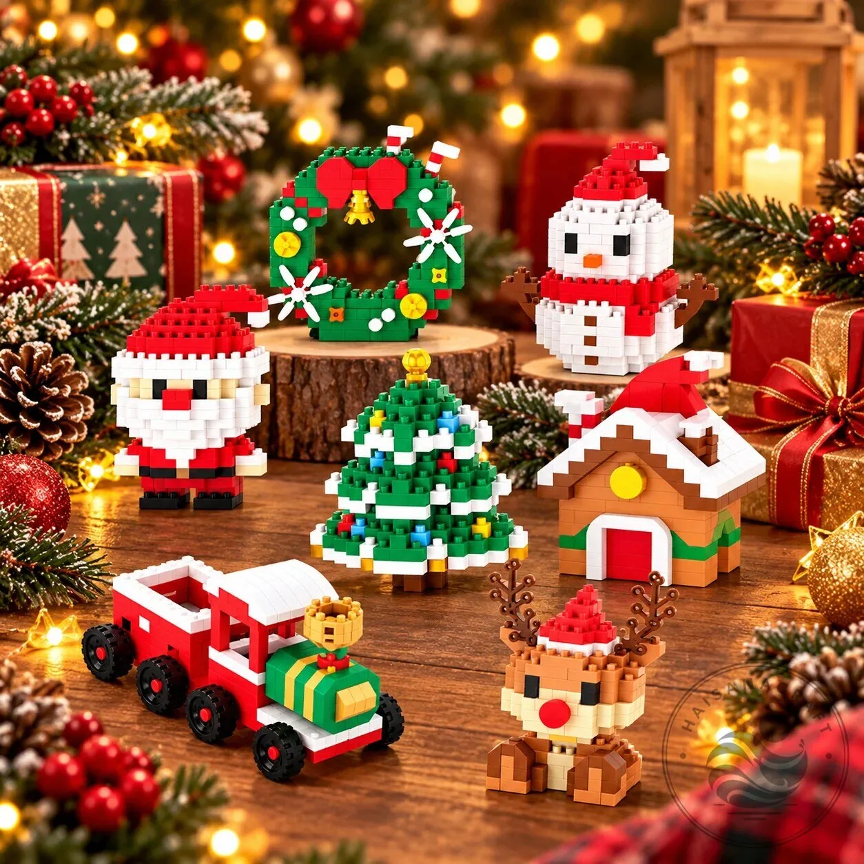 Christmas Holiday Character Mini Building Blocks Set