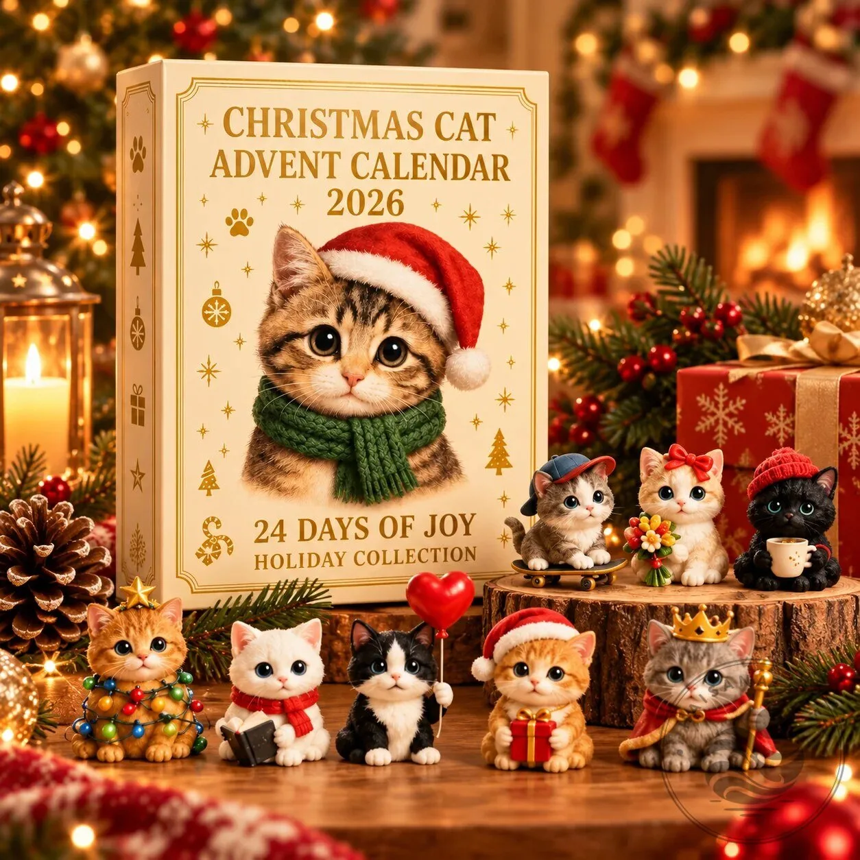 Christmas Cat Advent Calendar 2026 with 24 Mini Kitten Figurines 2D 8 Christmas Cat Advent Calendar 2026 with 24 Mini Kitten Figurines