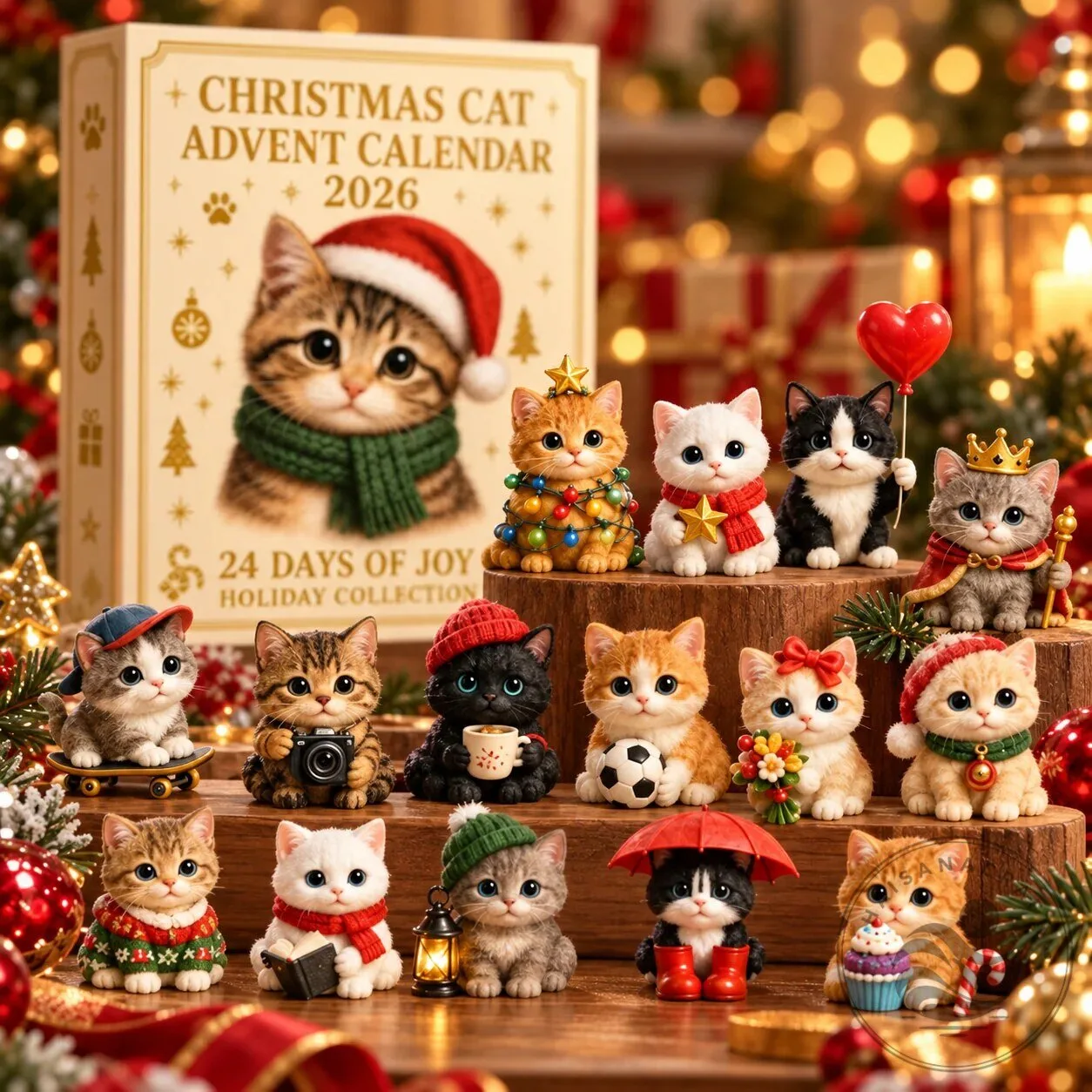 Christmas Cat Advent Calendar 2026 with 24 Mini Kitten Figurines 2D 11 Christmas Cat Advent Calendar 2026 with 24 Mini Kitten Figurines
