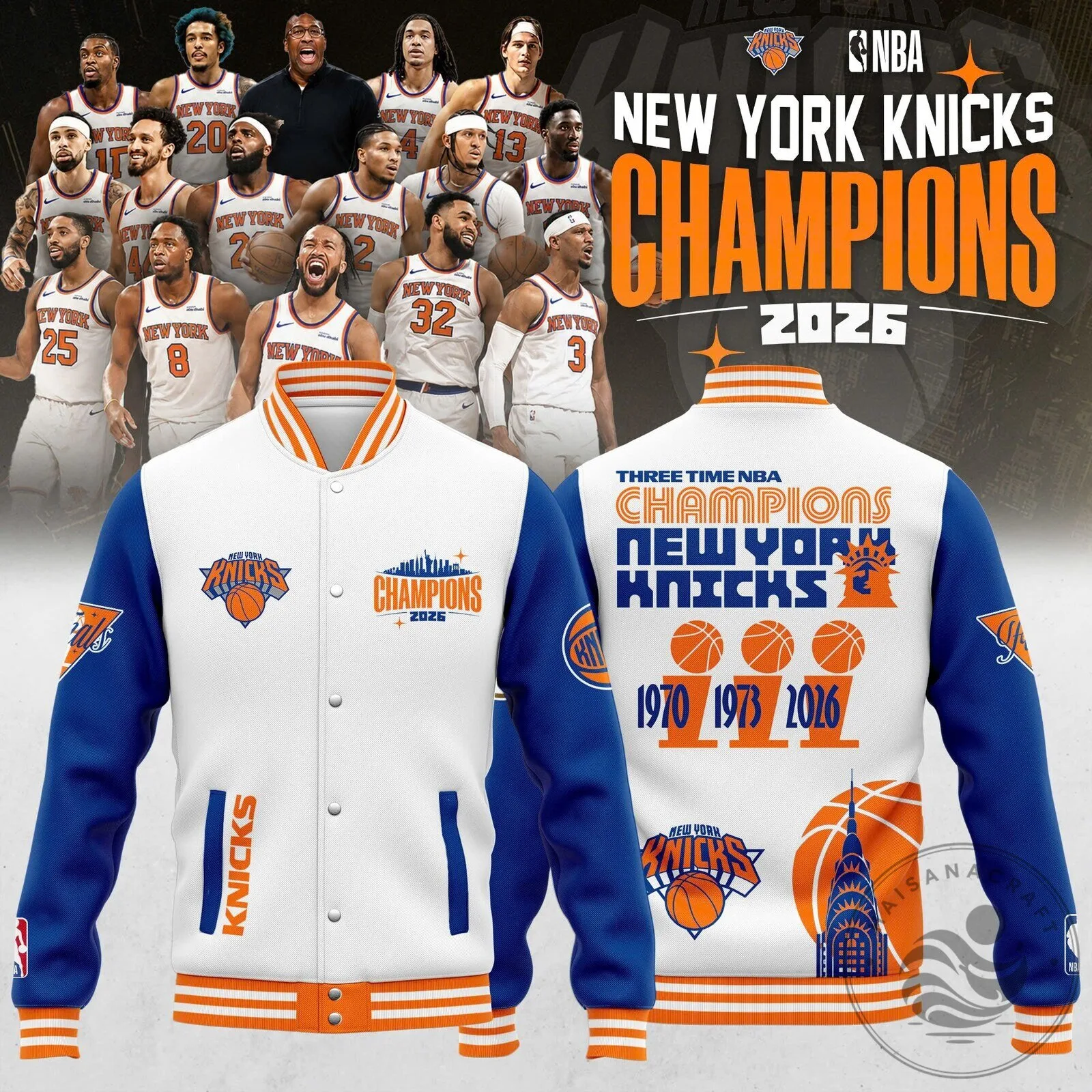 2026 NBA Champions Jacket - Varsity Style for New York Knicks Fans