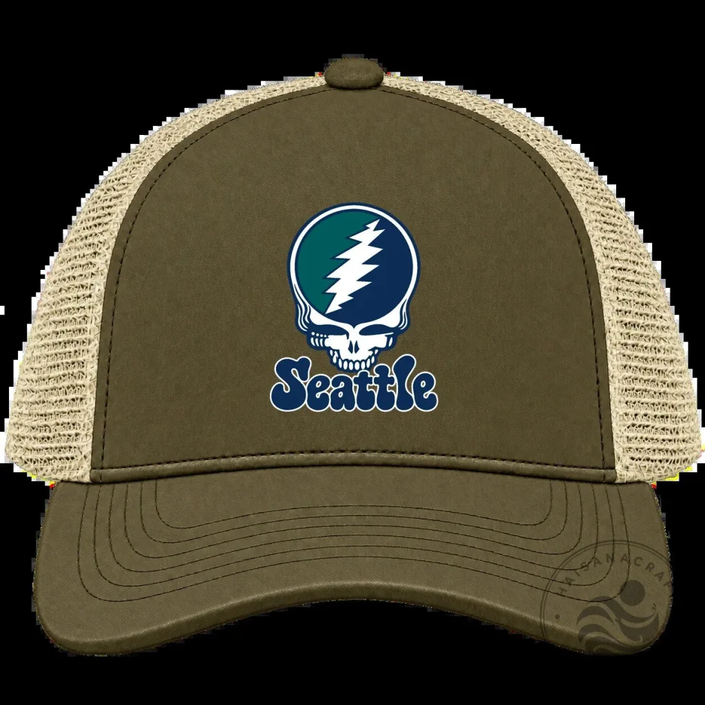 Seattle Baseball Stealie Grateful Dead Trucker Cap Hat Seattle Baseball Stealie Grateful Dead Trucker Cap Hat