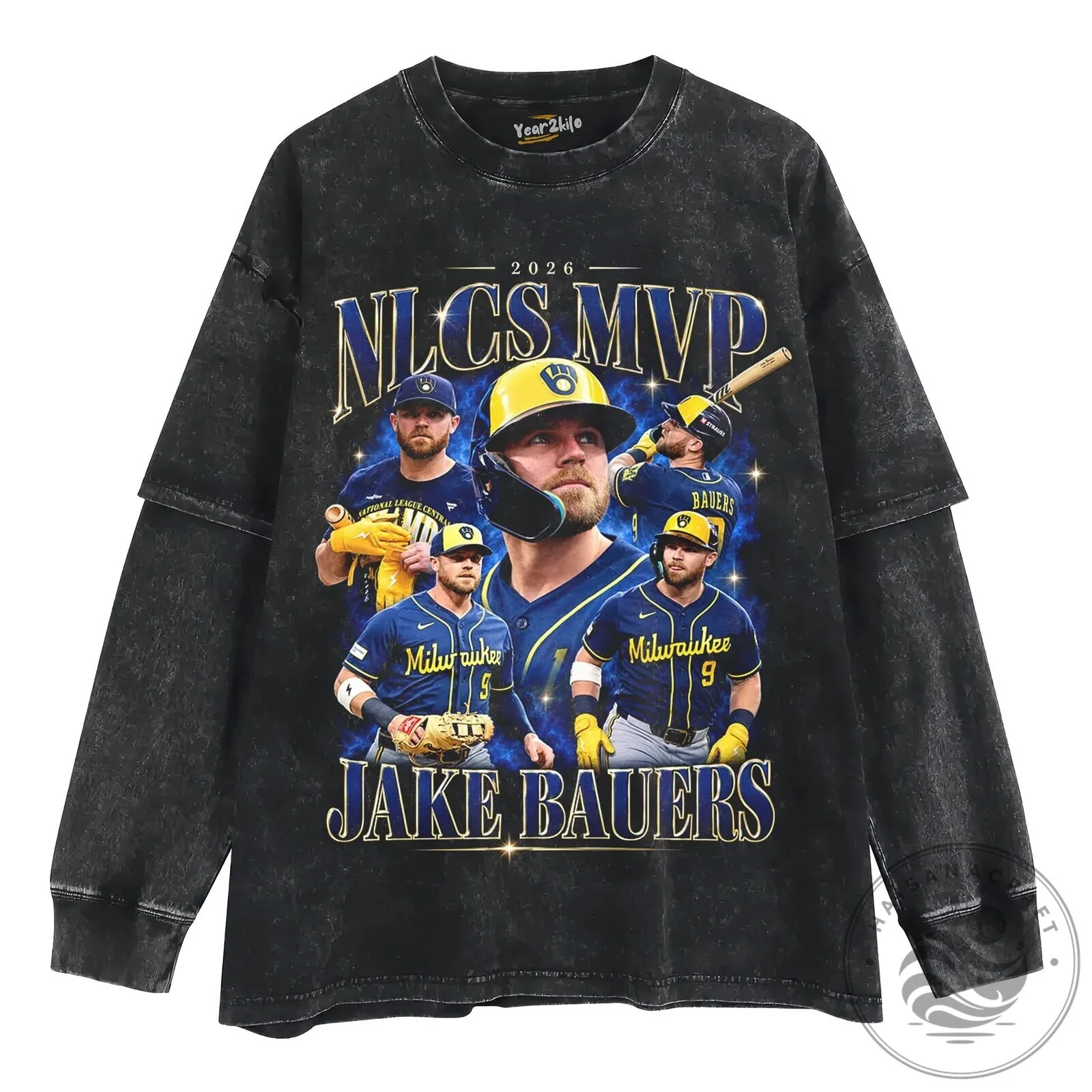 Jake Bauers 2026 NLCS MVP Milwaukee Baseball Player T-Shirt 14 Jake Bauers 2026 NLCS MVP Milwaukee Baseball Player T-Shirt