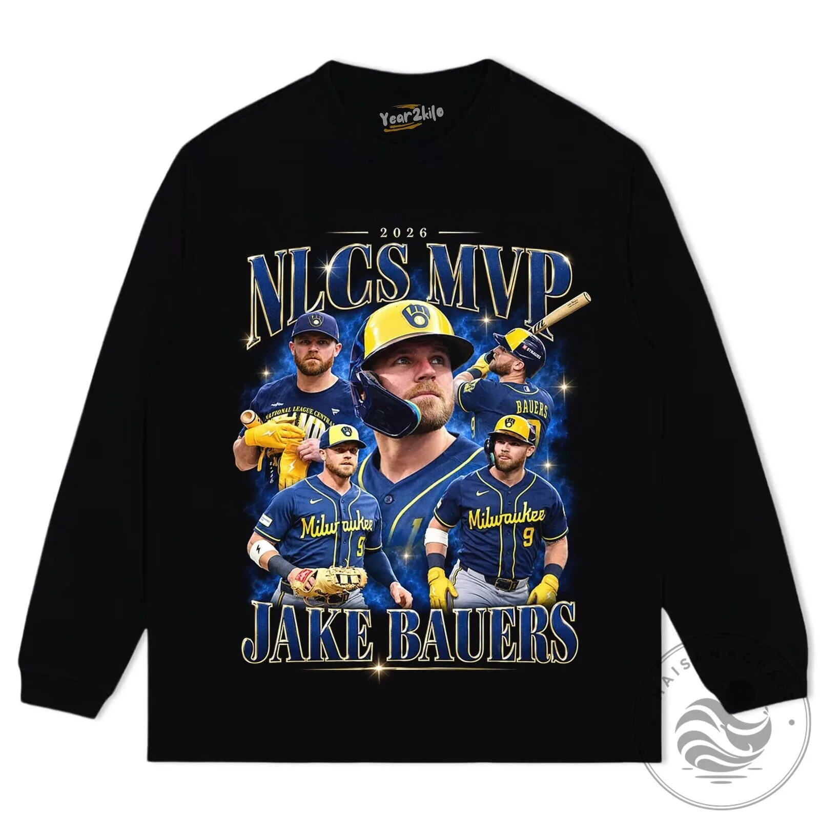Jake Bauers 2026 NLCS MVP Milwaukee Baseball Player T-Shirt 15 Jake Bauers 2026 NLCS MVP Milwaukee Baseball Player T-Shirt