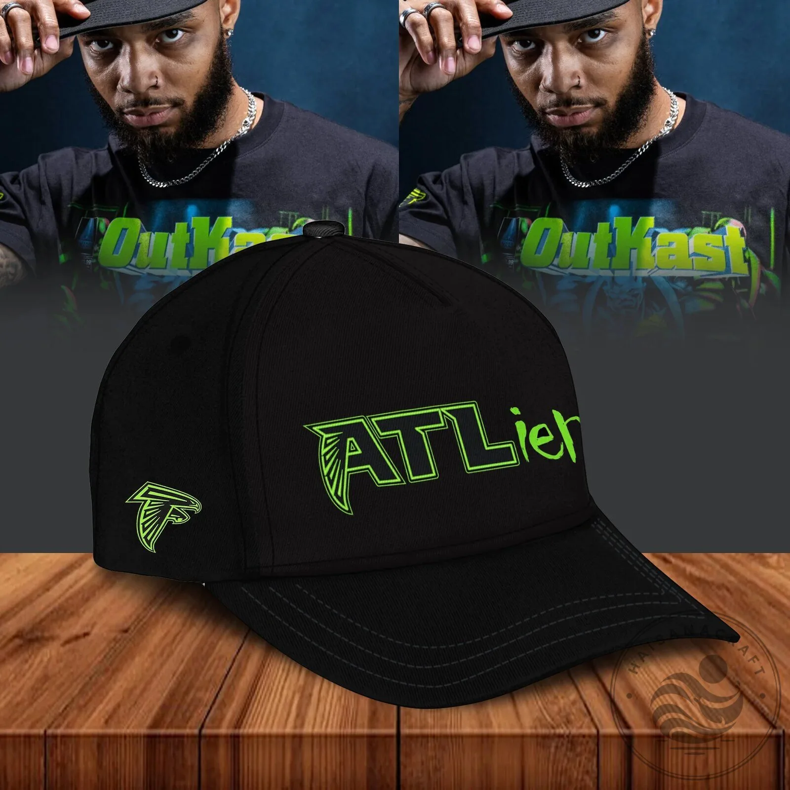 Black and Neon Green Football Jersey featuring OutKast's ATLiens design 5 Black and Neon Green Football Jersey featuring OutKast