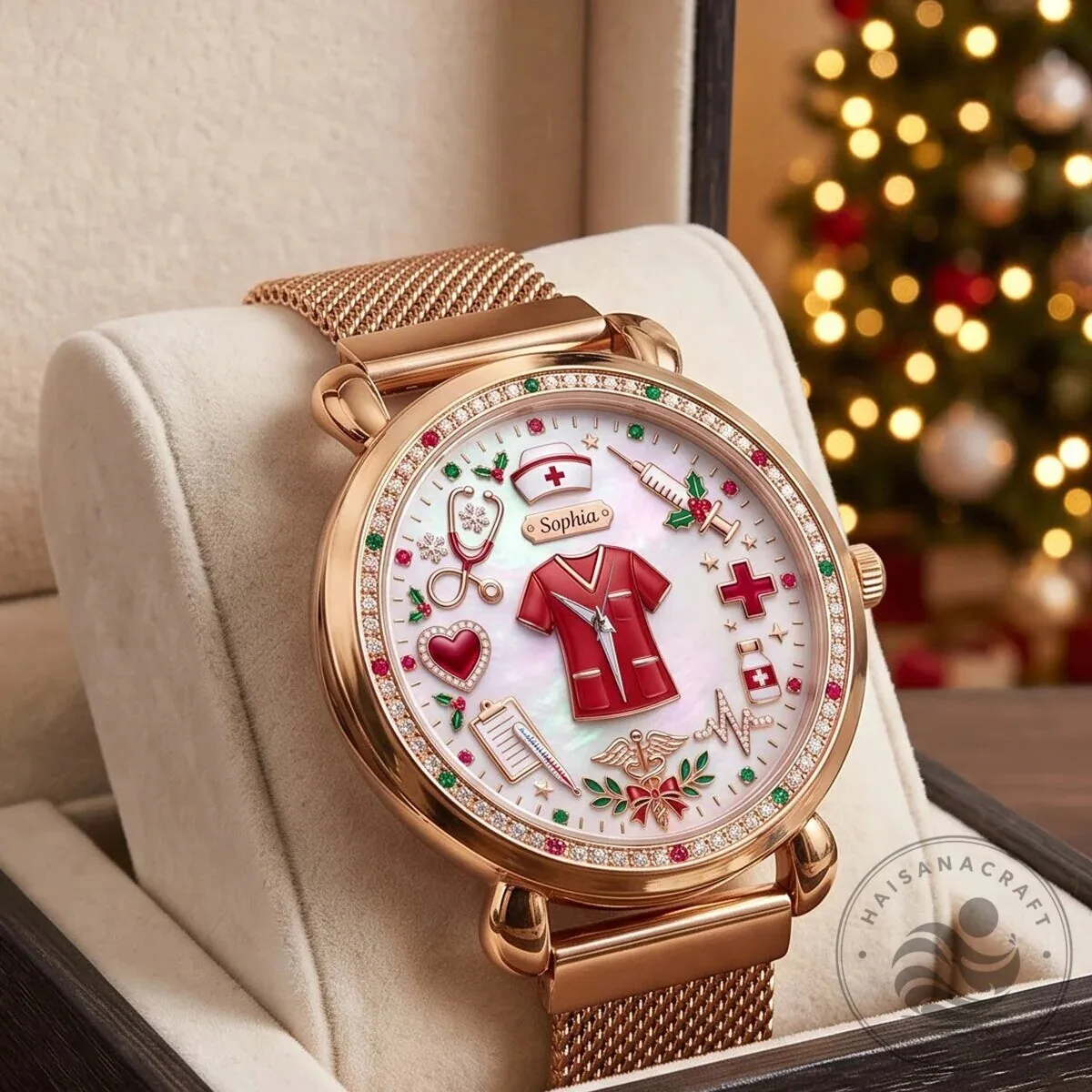 Personalized Nurse Appreciation Rose Gold Watch with Mesh Strap 7 Personalized Nurse Appreciation Rose Gold Watch with Mesh Strap