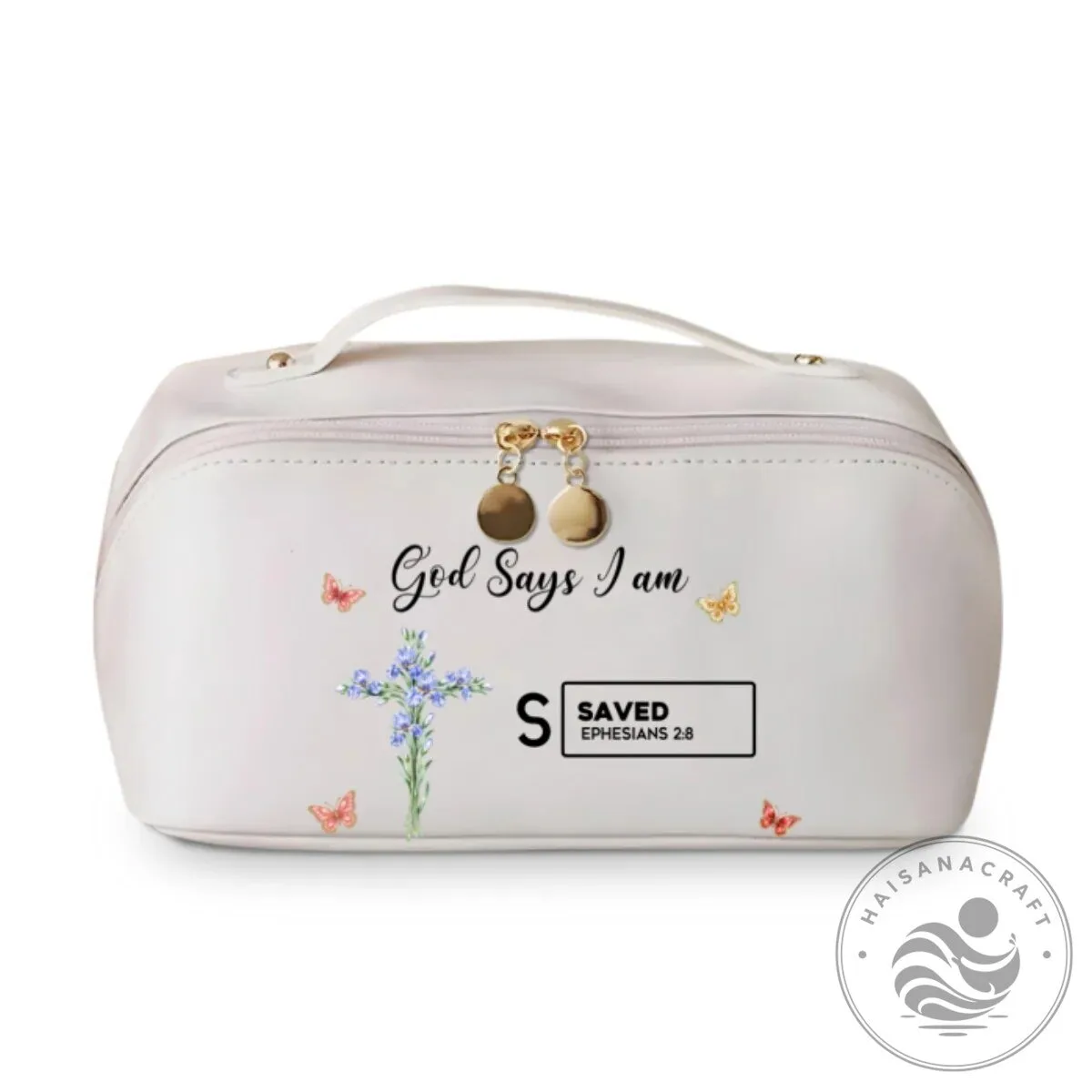 Personalized God Says I Am Christian Cross Floral Makeup Bag 20 Personalized God Says I Am Christian Cross Floral Makeup Bag