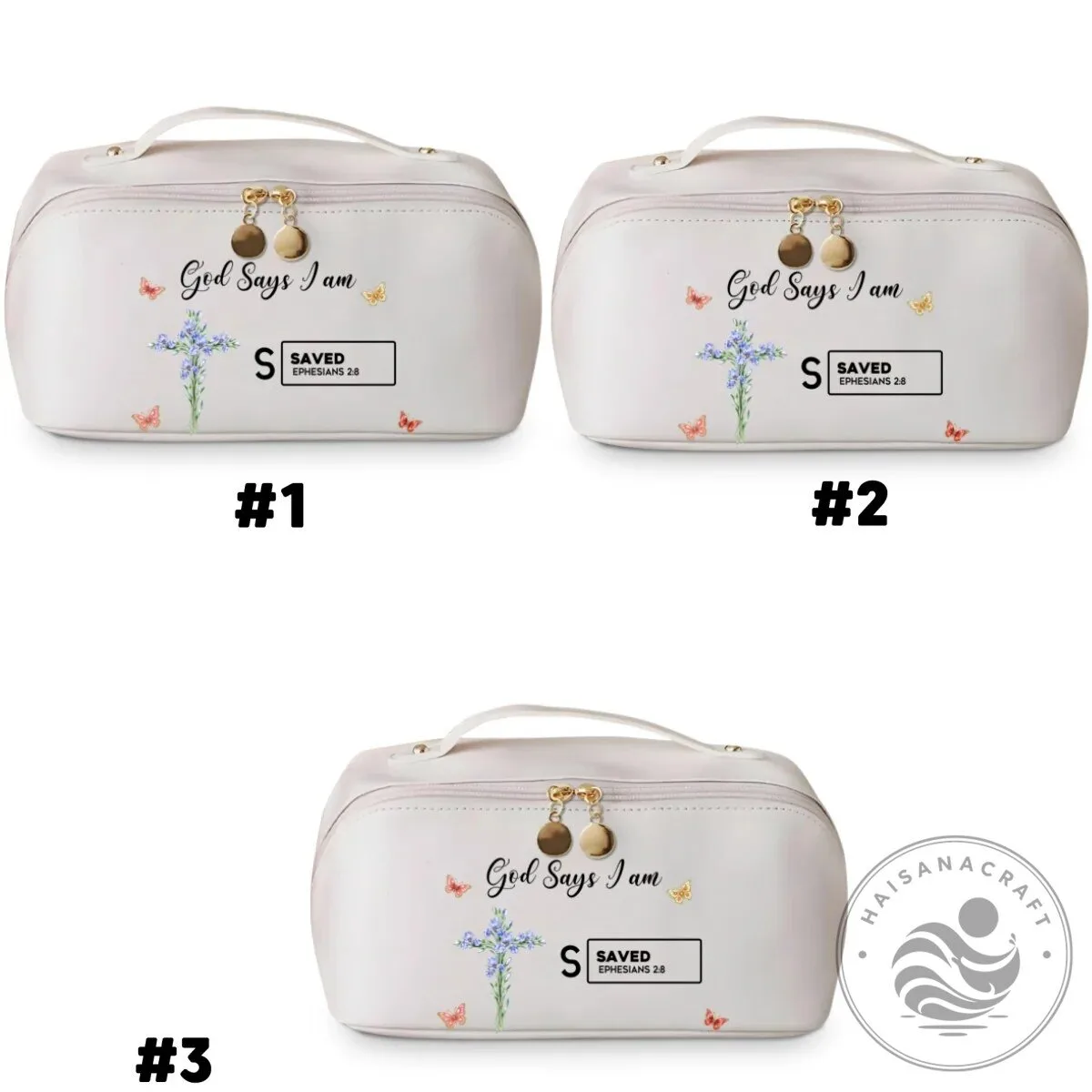 Personalized God Says I Am Christian Cross Floral Makeup Bag 22 Personalized God Says I Am Christian Cross Floral Makeup Bag