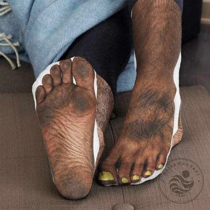 Funny Hairy Feet with Yellow Toenails Crew Socks - Gag Gift for Men and Women 10 Funny Hairy Feet with Yellow Toenails Crew Socks - Gag Gift for Men and Women
