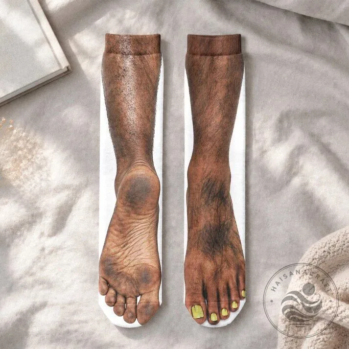 Funny Hairy Feet with Yellow Toenails Crew Socks - Gag Gift for Men and Women 11 Funny Hairy Feet with Yellow Toenails Crew Socks - Gag Gift for Men and Women